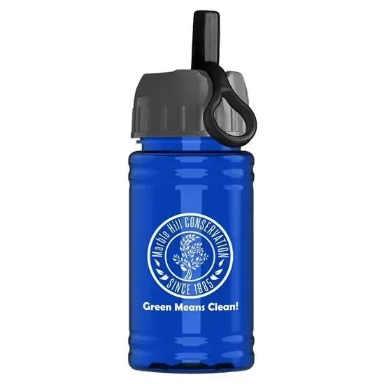 Mini RPET Bottle with Ring-Straw Lid (16 oz.)