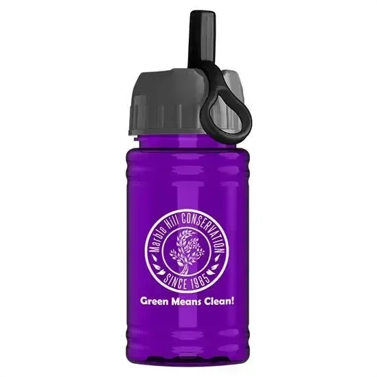 Mini RPET Bottle with Ring-Straw Lid (16 oz.) — view 3