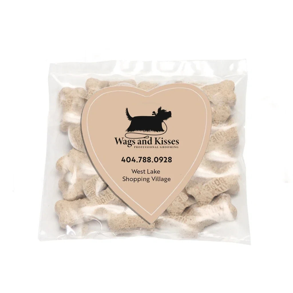 Mini Snack Bag w/ Small Heart Magnet Pet Fill — Candy Fill: Mini Dog Bones — view 2
