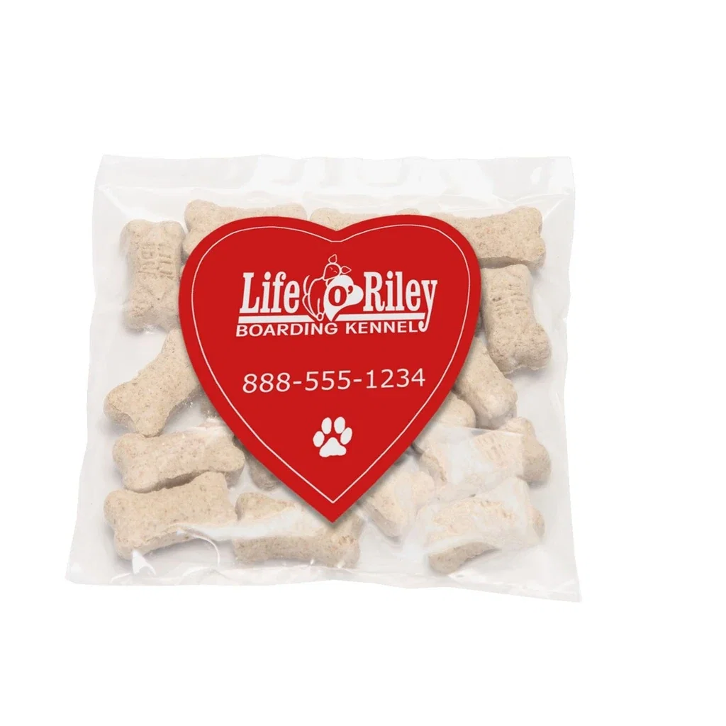 Mini Snack Bag with Large Heart Magnet Pet Fill — Candy Fill: Mini Dog Bones