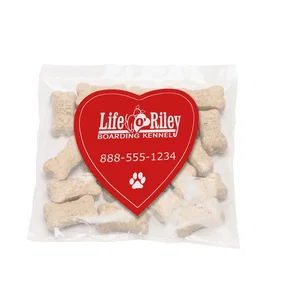 Large Heart Magnet Mini Snack Bag, 3" x 3" Pet Treat Fill, Full-Color Imprint