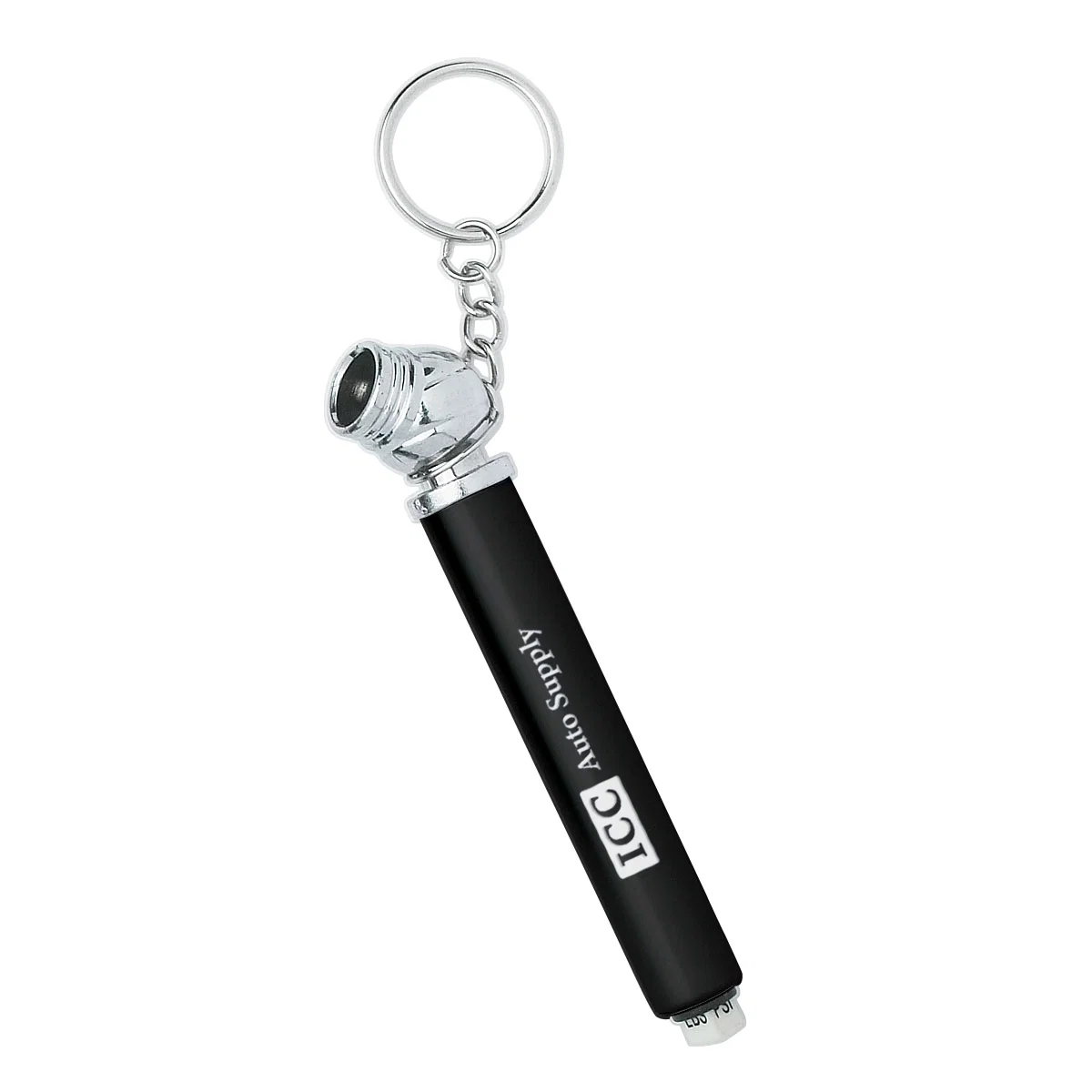 Mini tire gauge key chain with a metallic barrel