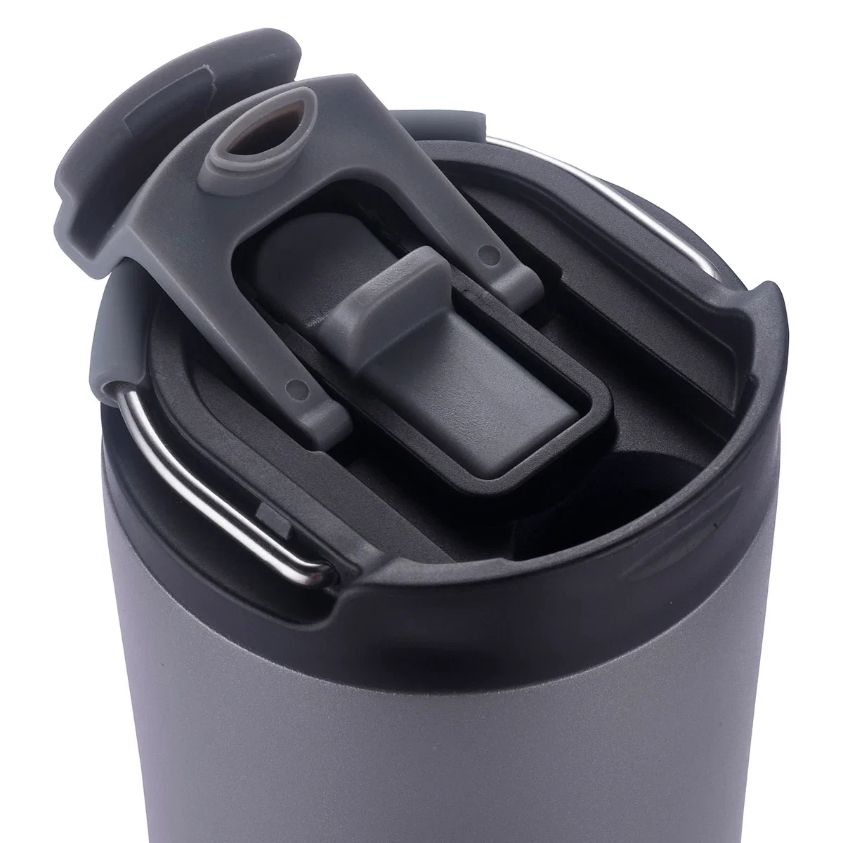 Close-up of the custom Minos tumbler's logo imprint area