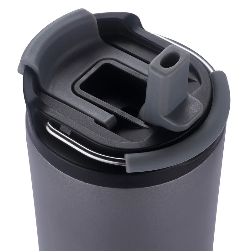 Promotional Minos 21 oz tumbler shown with its 2-in-1 lid separated