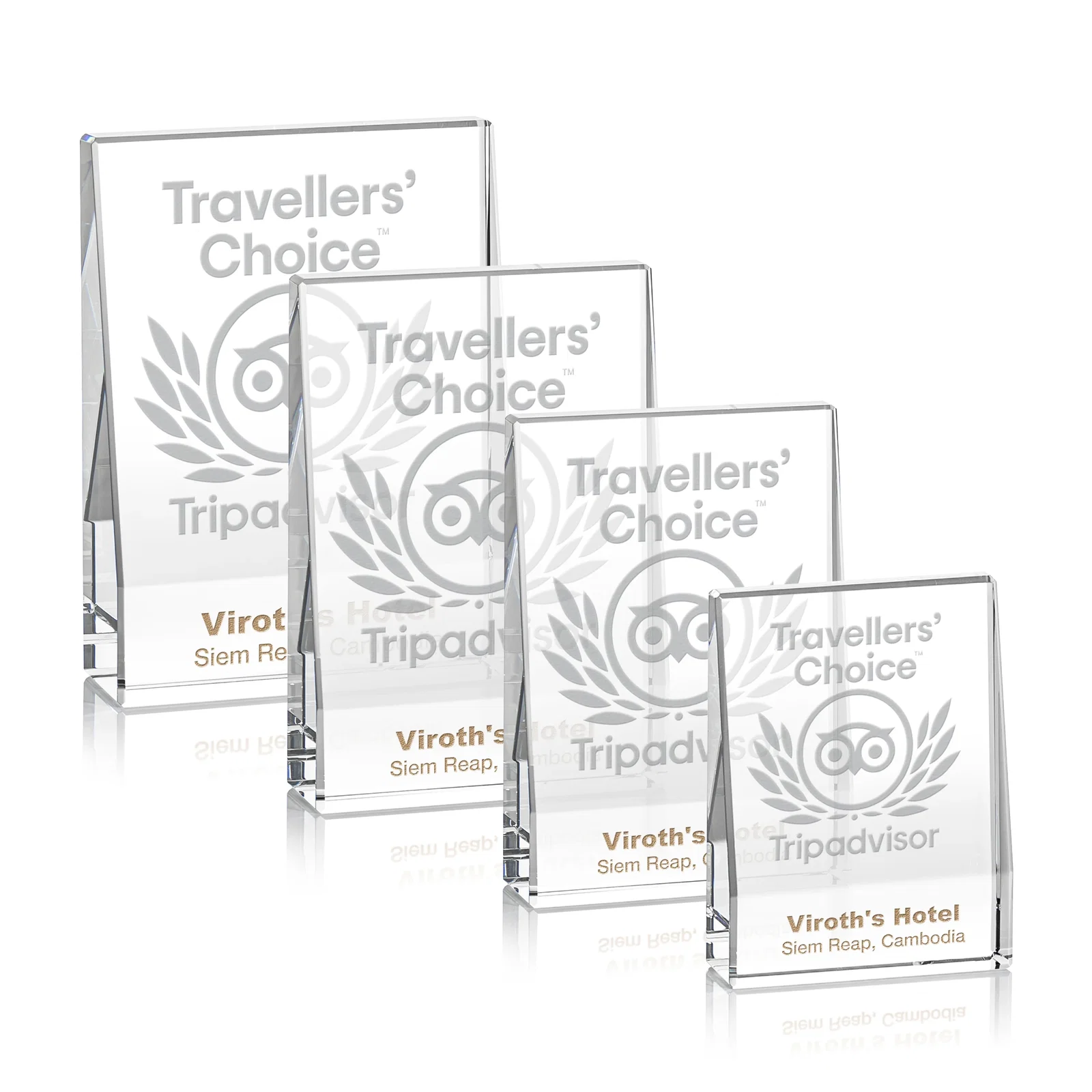 Custom Tapered Crystal Block Award, 4"-8" Freestanding, client appreciation gift for employee recognition