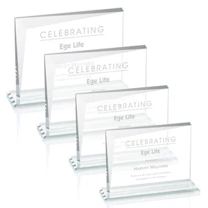 Starfire Crystal Rectangle Award with One Beveled Corner