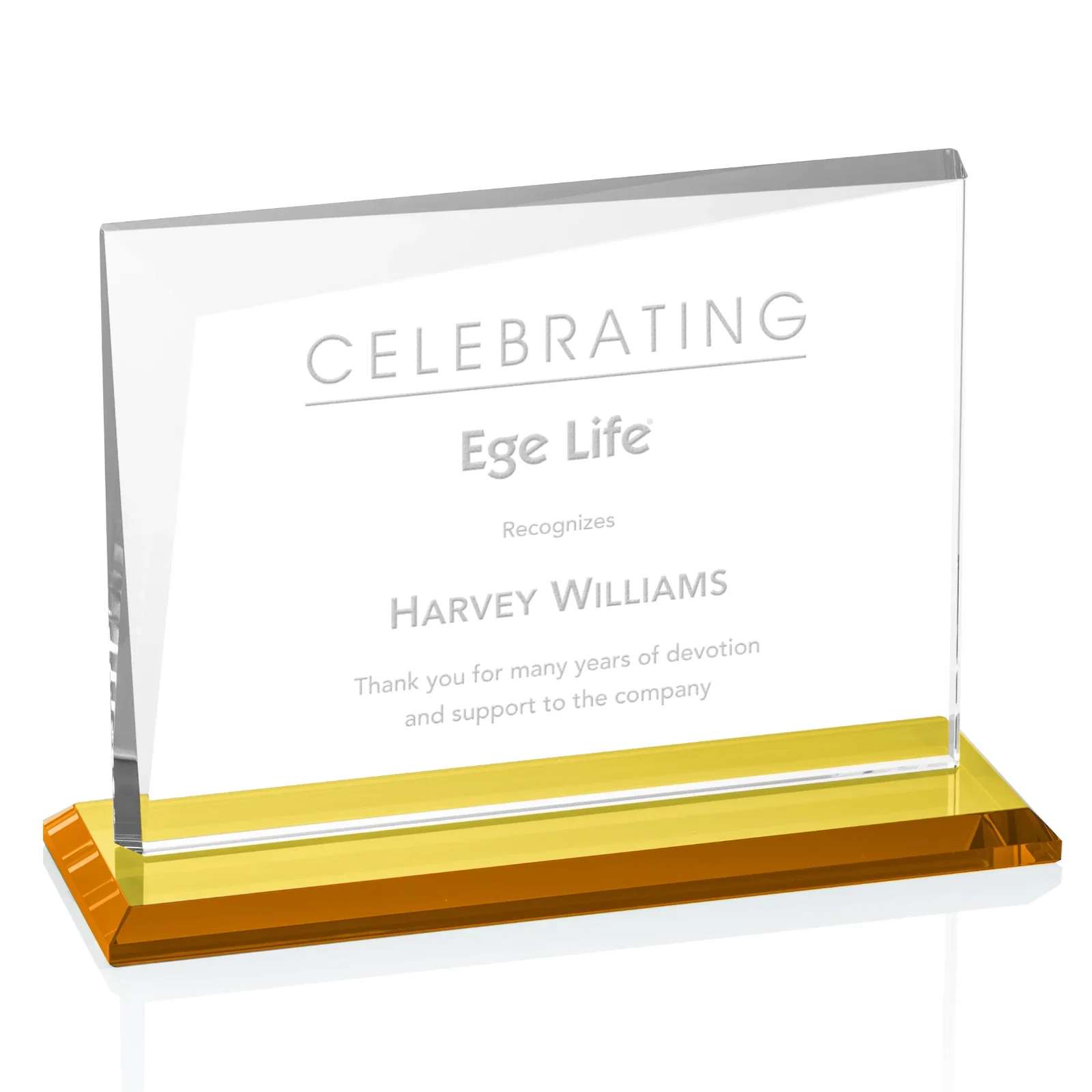 Custom Starfire Crystal Rectangle Award with One Beveled Corner, awards for volunteer appreciation