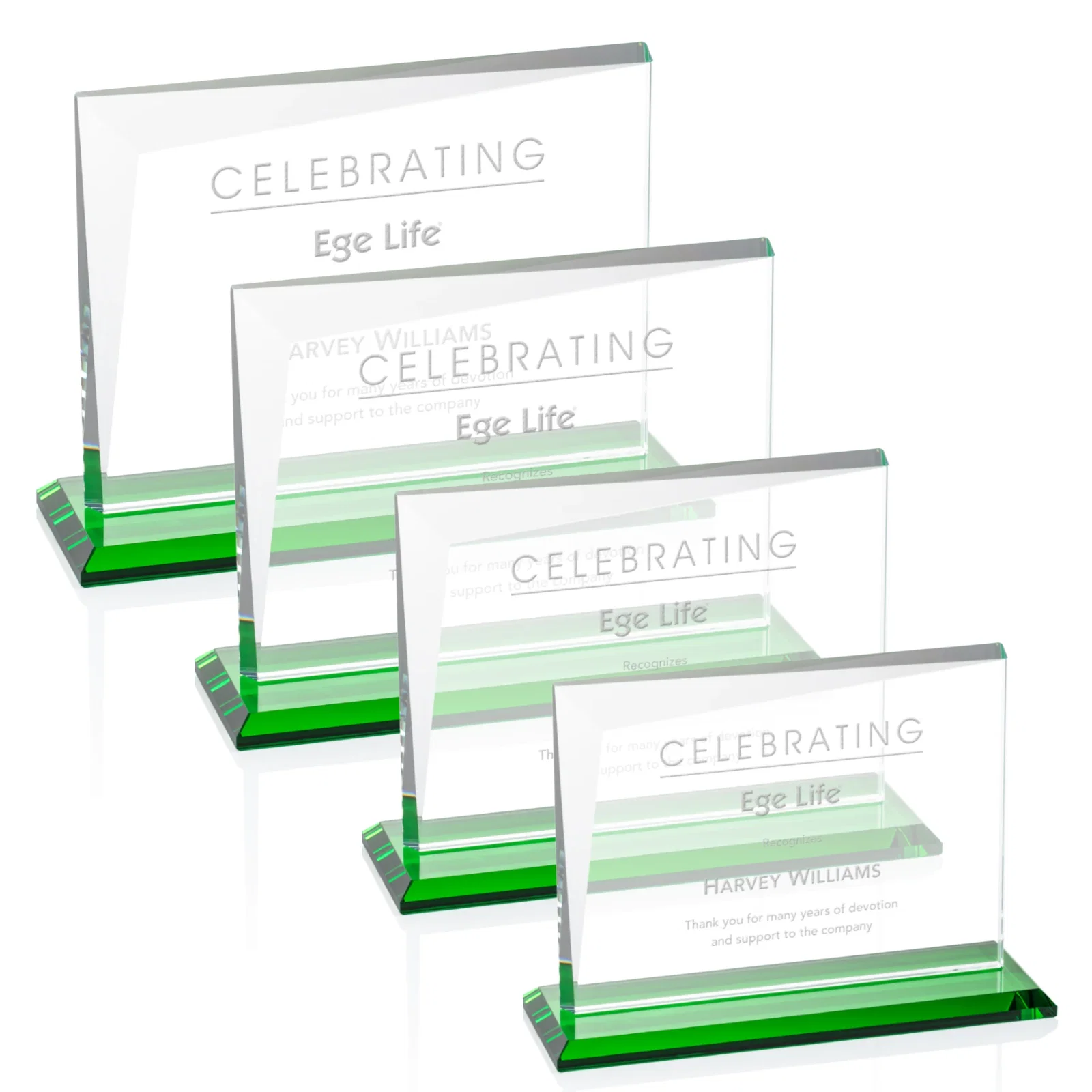 Custom Starfire Crystal Rectangle Award with One Beveled Corner, awards for dealer and partner awards