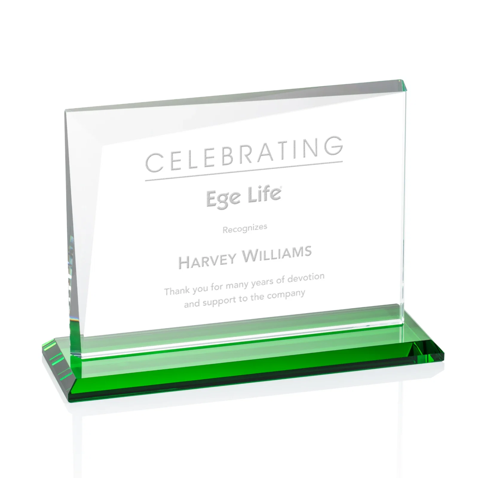 Personalized Starfire Crystal Rectangle Award with One Beveled Corner, awards for employee recognition