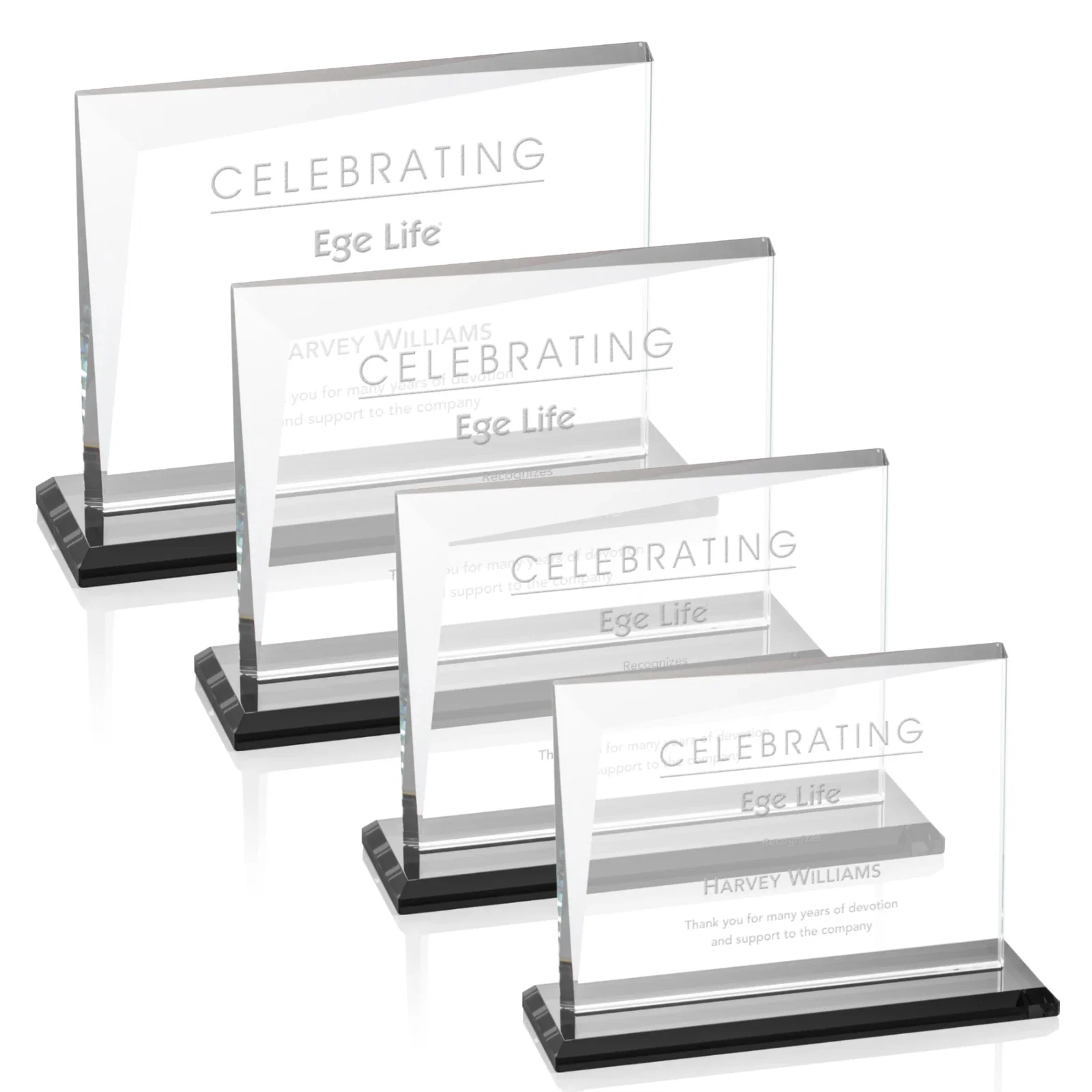 Personalized Starfire Crystal Rectangle Award with One Beveled Corner, awards for sales achievement awards