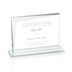 Starfire Crystal Rectangle Award with One Beveled Corner
