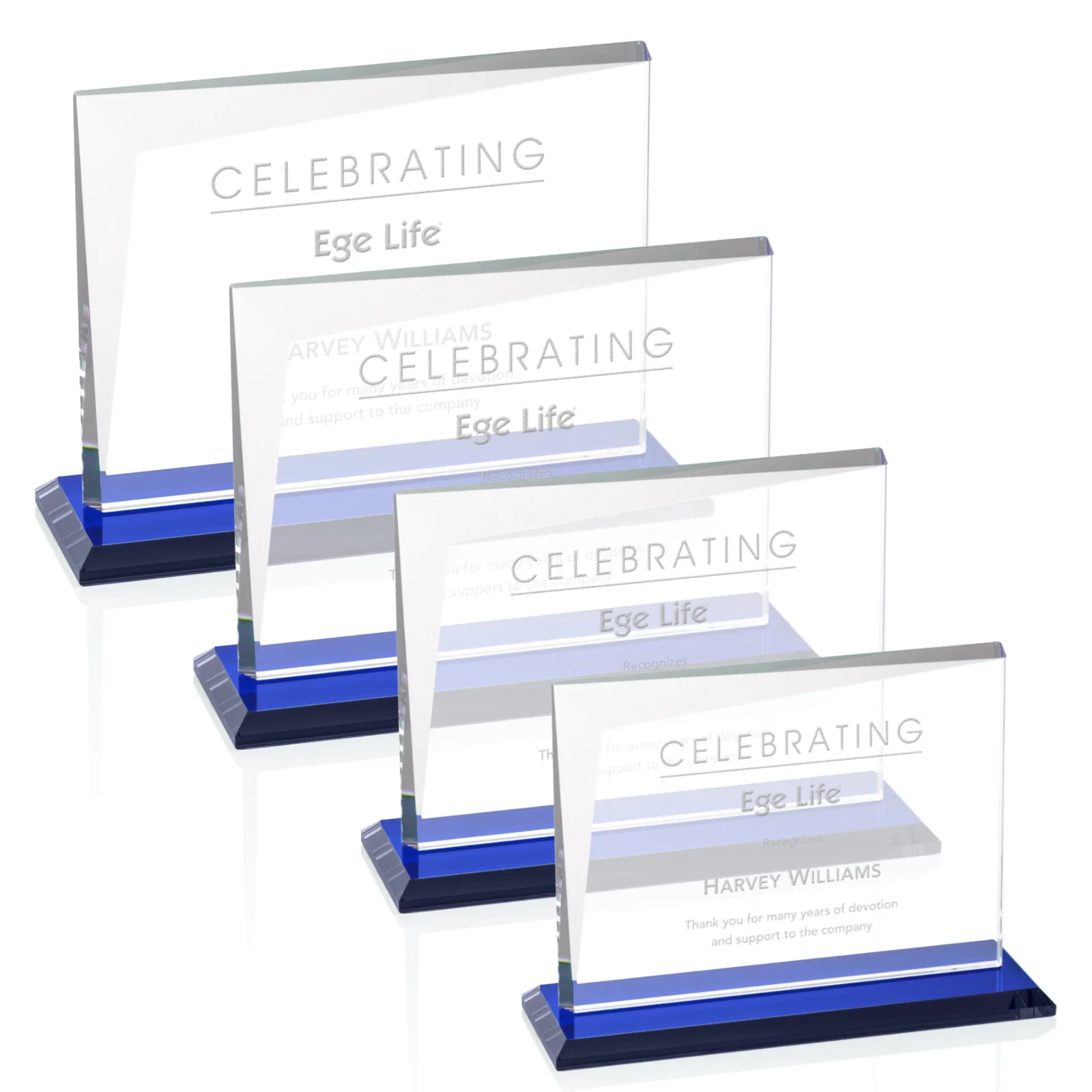 Personalized Starfire Crystal Rectangle Award with One Beveled Corner, awards for safety achievement programs