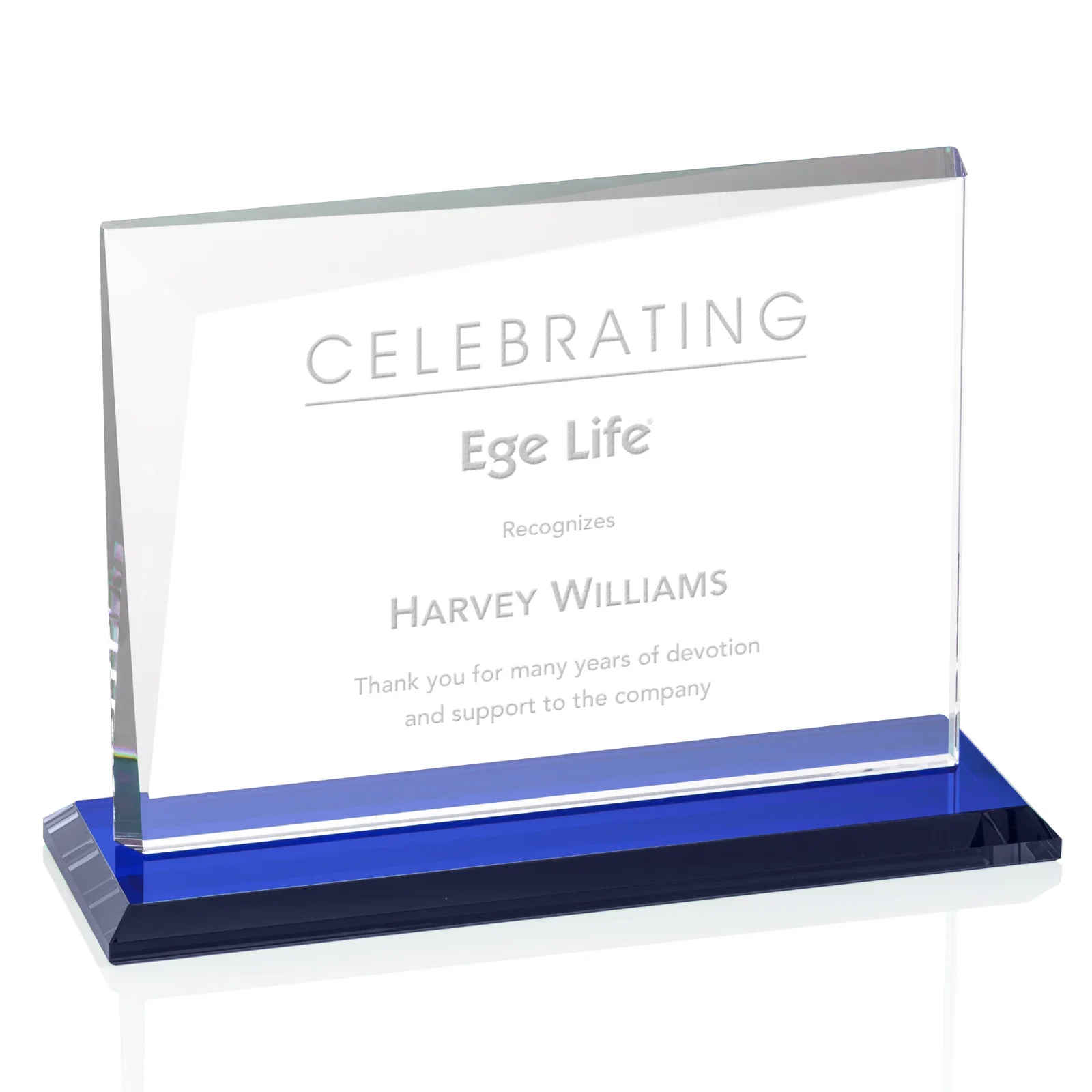 Promotional Starfire Crystal Rectangle Award with One Beveled Corner, awards for employee recognition