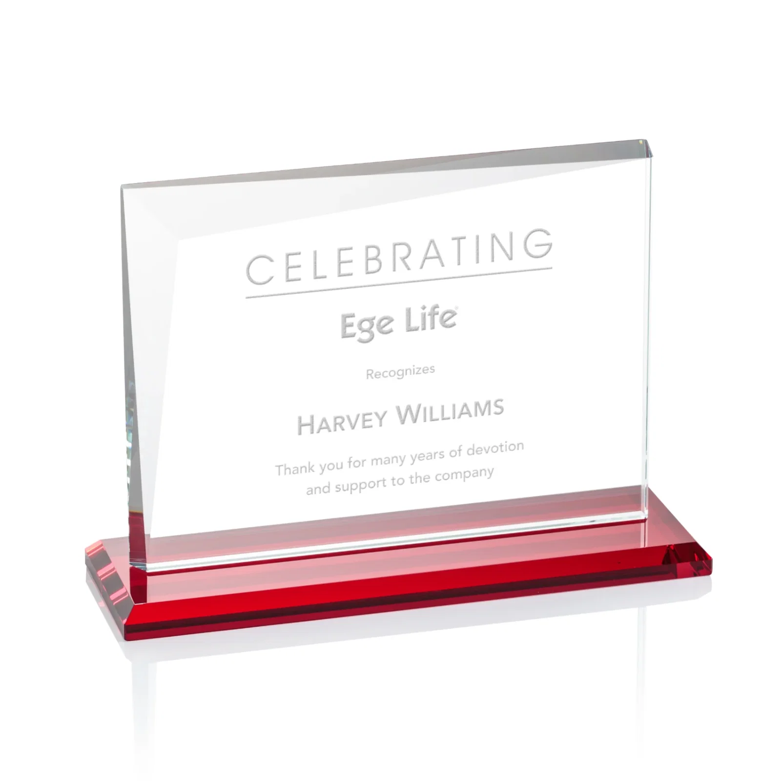 Promotional Starfire Crystal Rectangle Award with One Beveled Corner, awards for service anniversary gifts