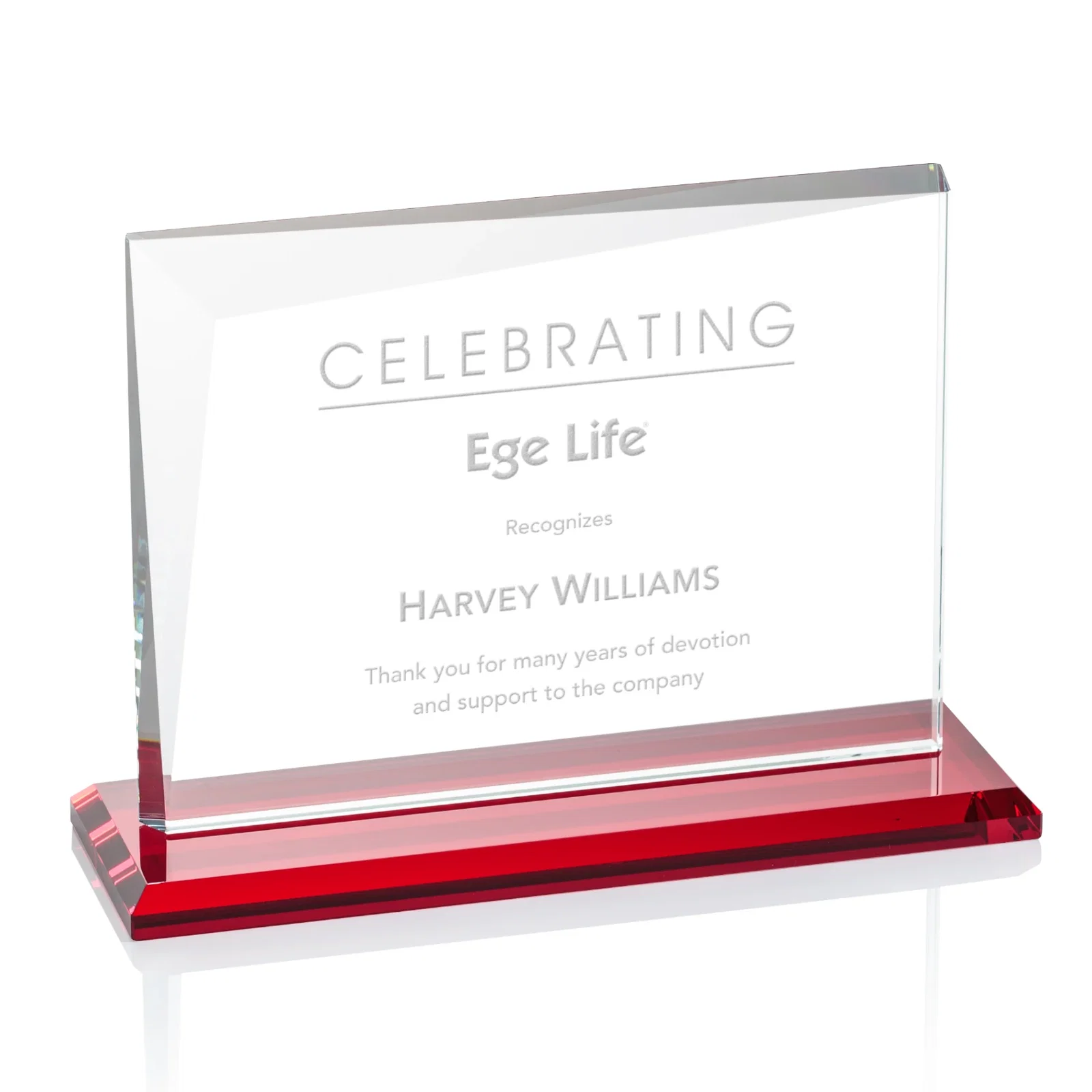 Promotional Starfire Crystal Rectangle Award with One Beveled Corner, awards for retirement presentations