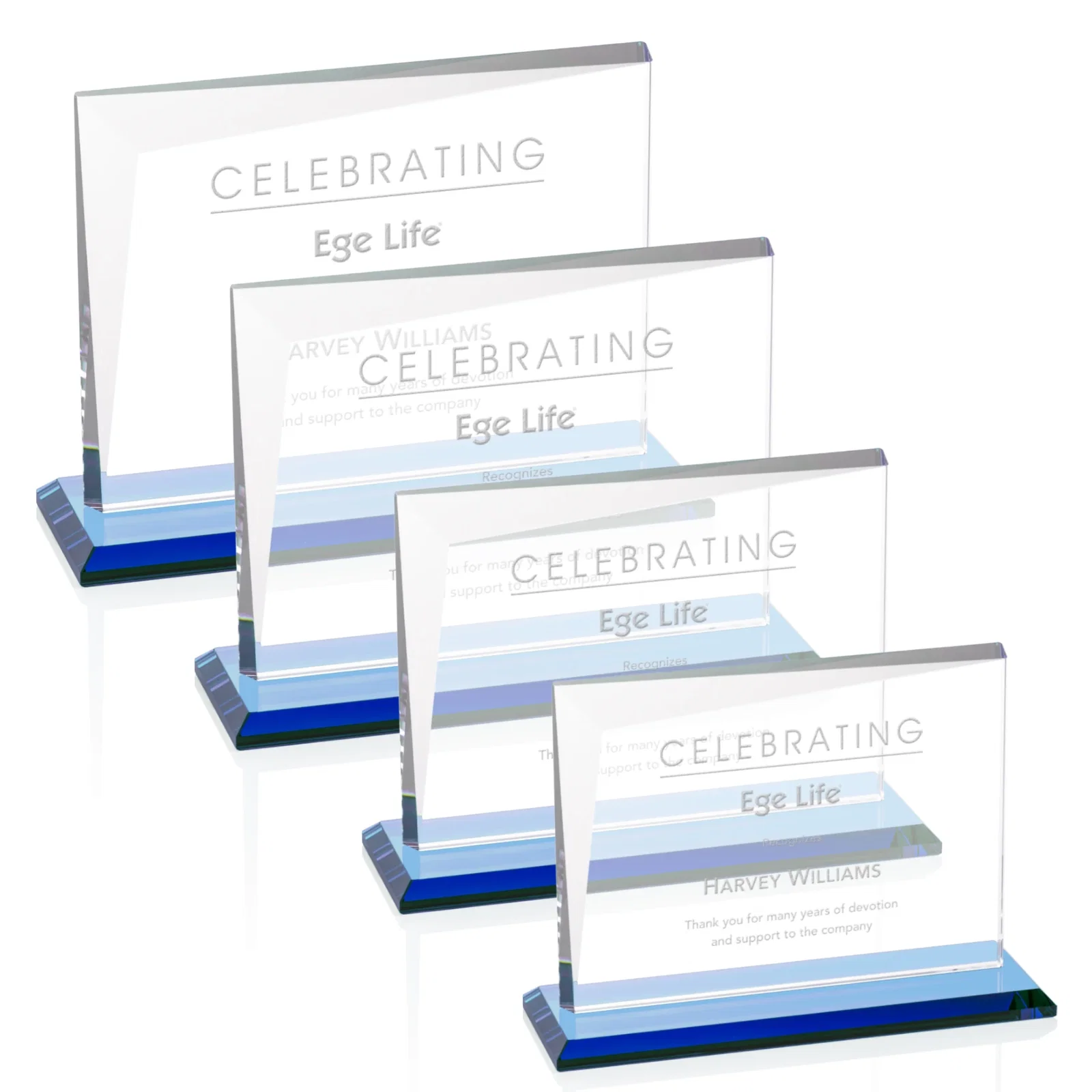 Promotional Starfire Crystal Rectangle Award with One Beveled Corner, awards for donor appreciation