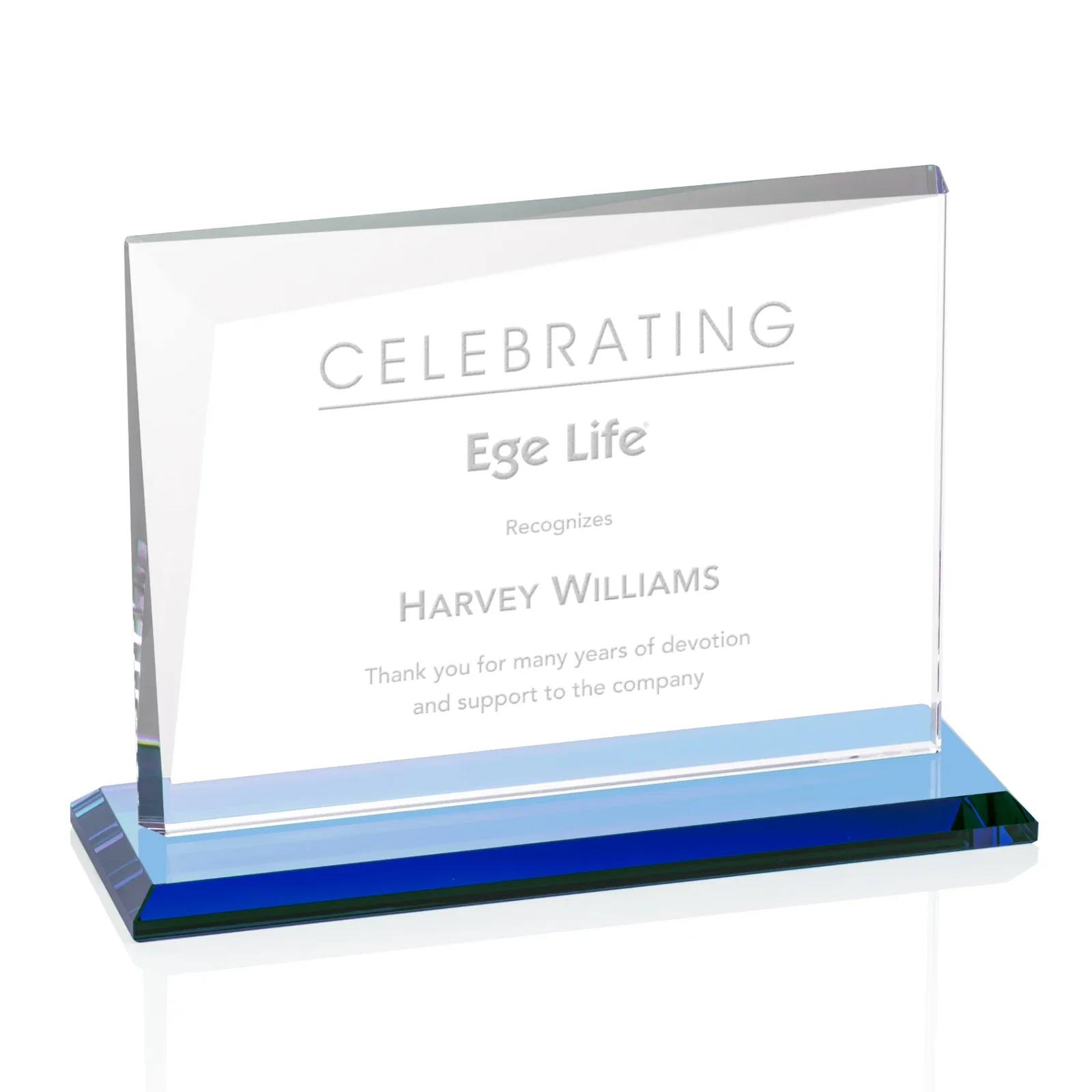 Promotional Starfire Crystal Rectangle Award with One Beveled Corner, awards for volunteer appreciation