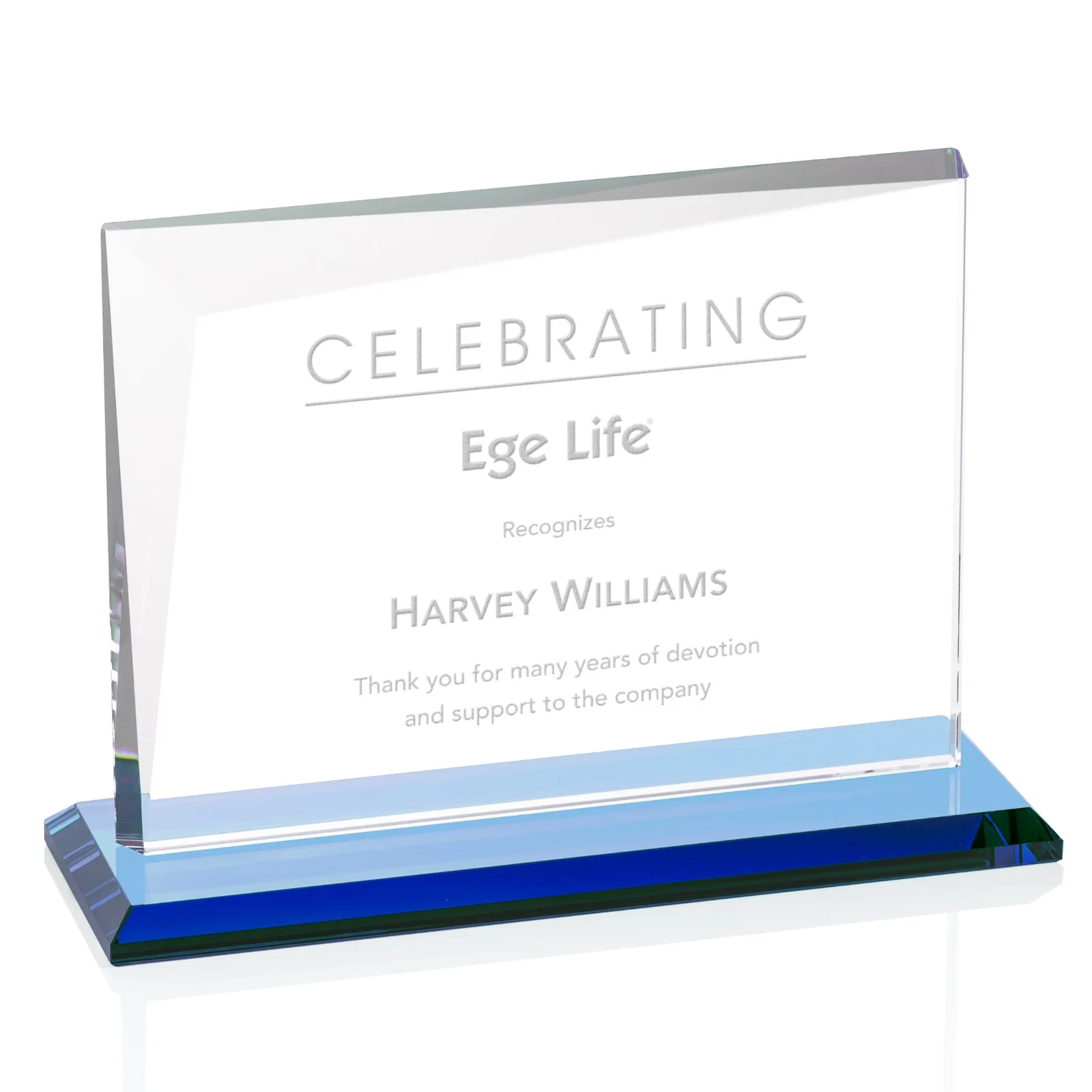 Promotional Starfire Crystal Rectangle Award with One Beveled Corner, awards for dealer and partner awards