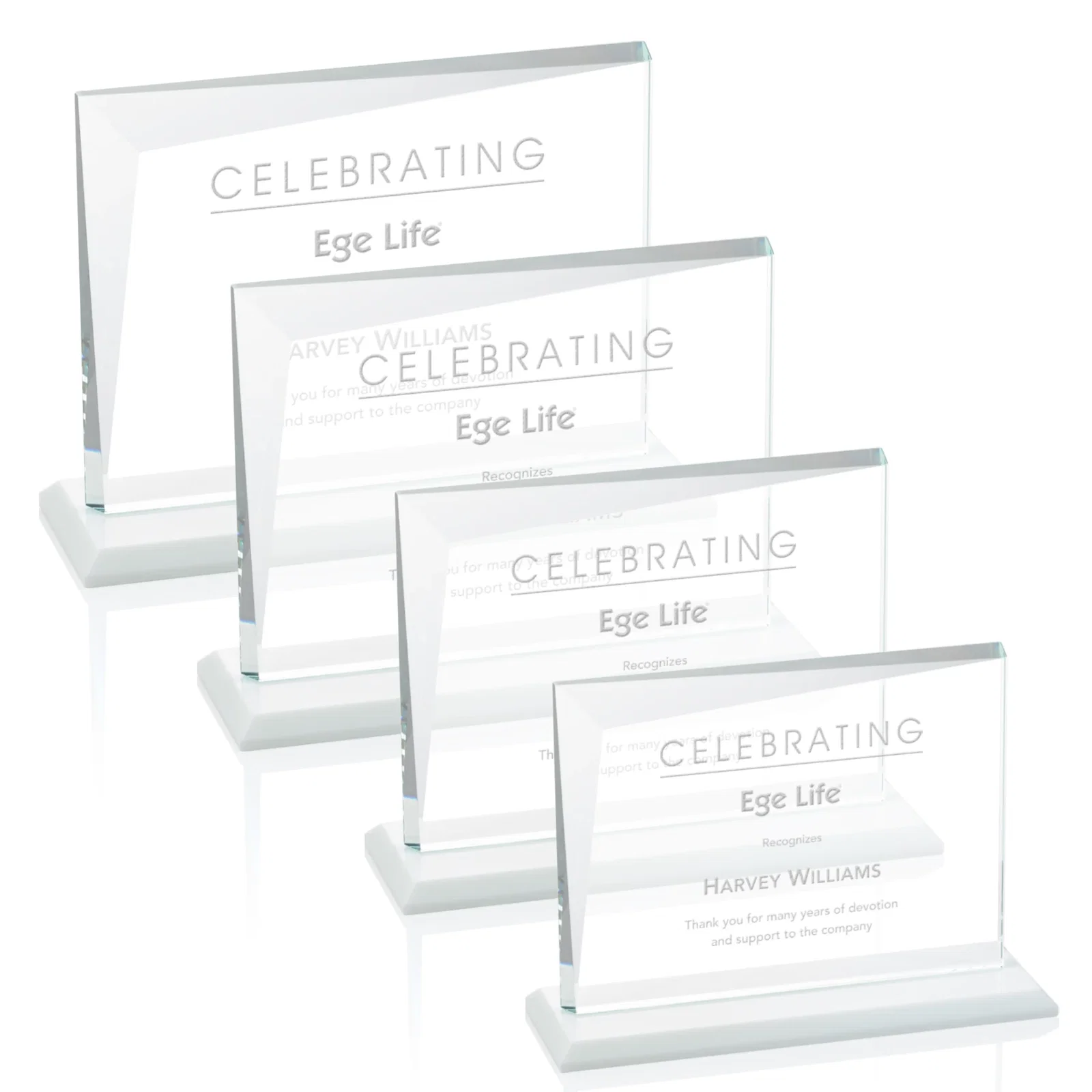 Promotional Starfire Crystal Rectangle Award with One Beveled Corner, awards for company anniversary events