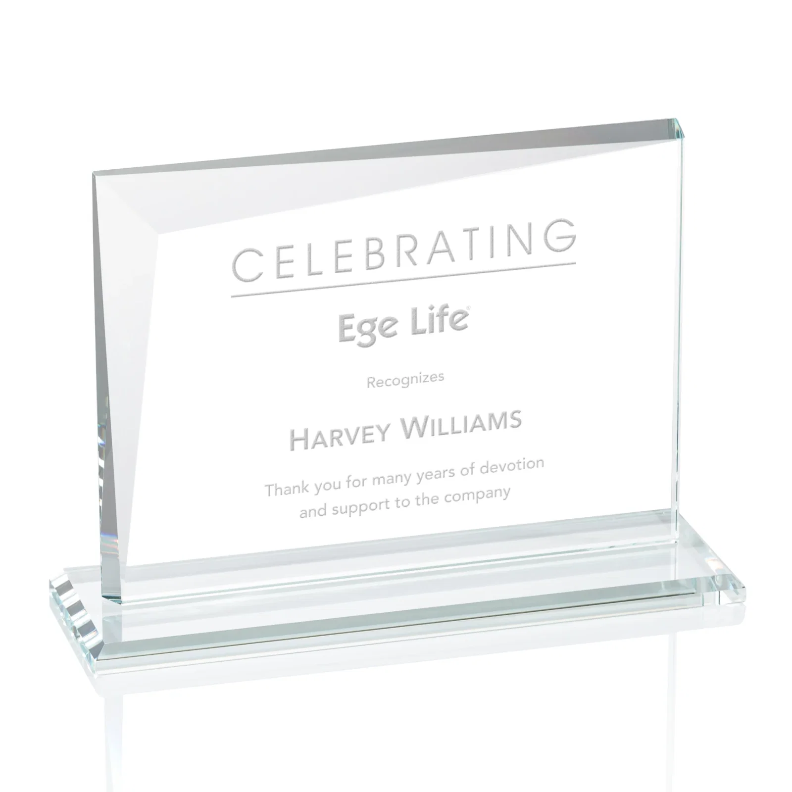 Custom Starfire Crystal Rectangle Award with One Beveled Corner, awards for sales achievement awards