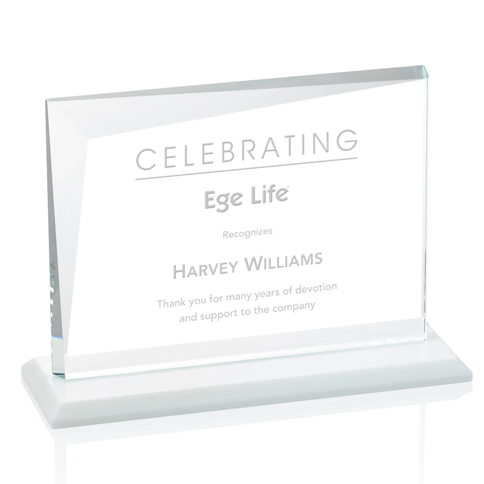 Branded Starfire Crystal Rectangle Award with One Beveled Corner, awards for sales achievement awards