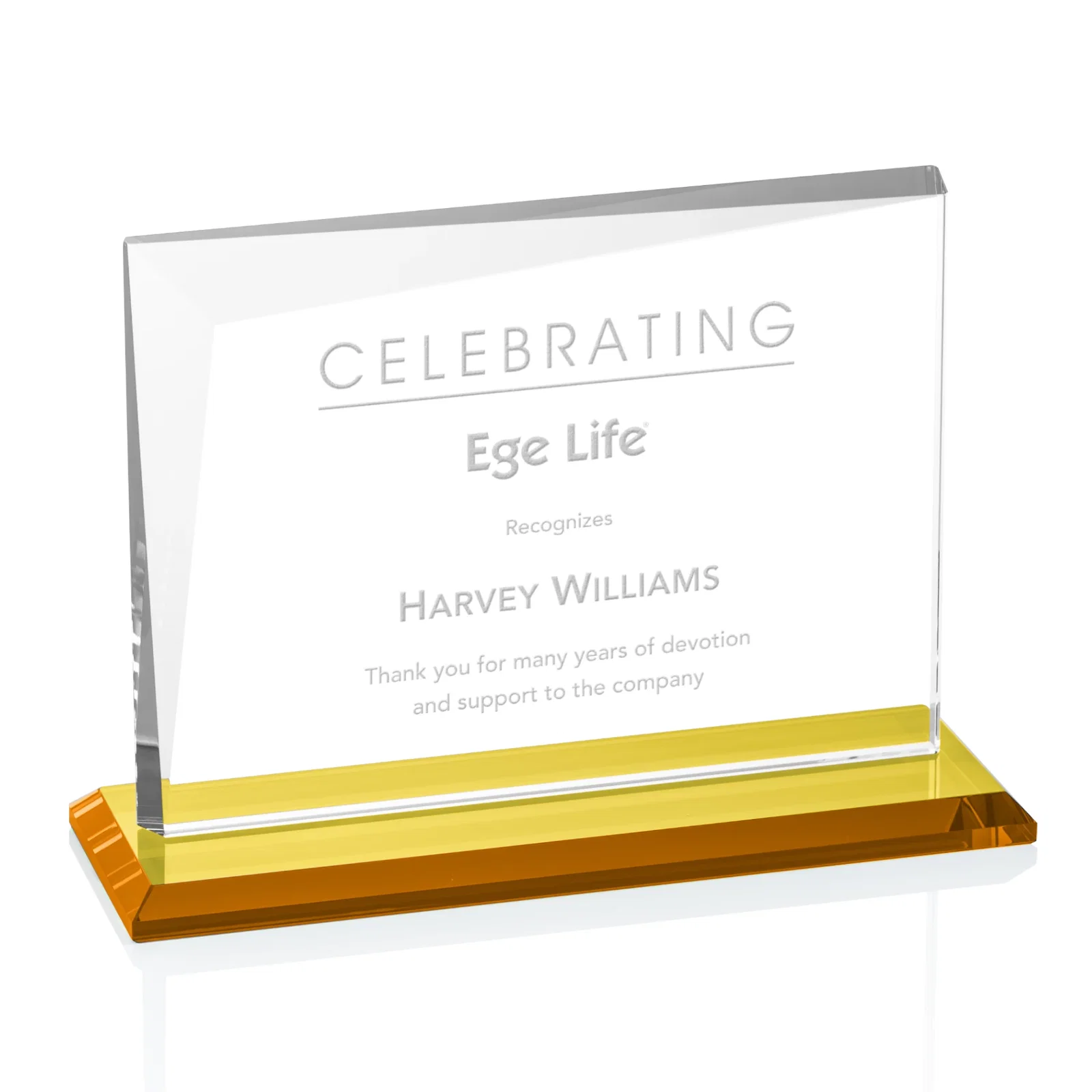 Custom Starfire Crystal Rectangle Award with One Beveled Corner, awards for safety achievement programs
