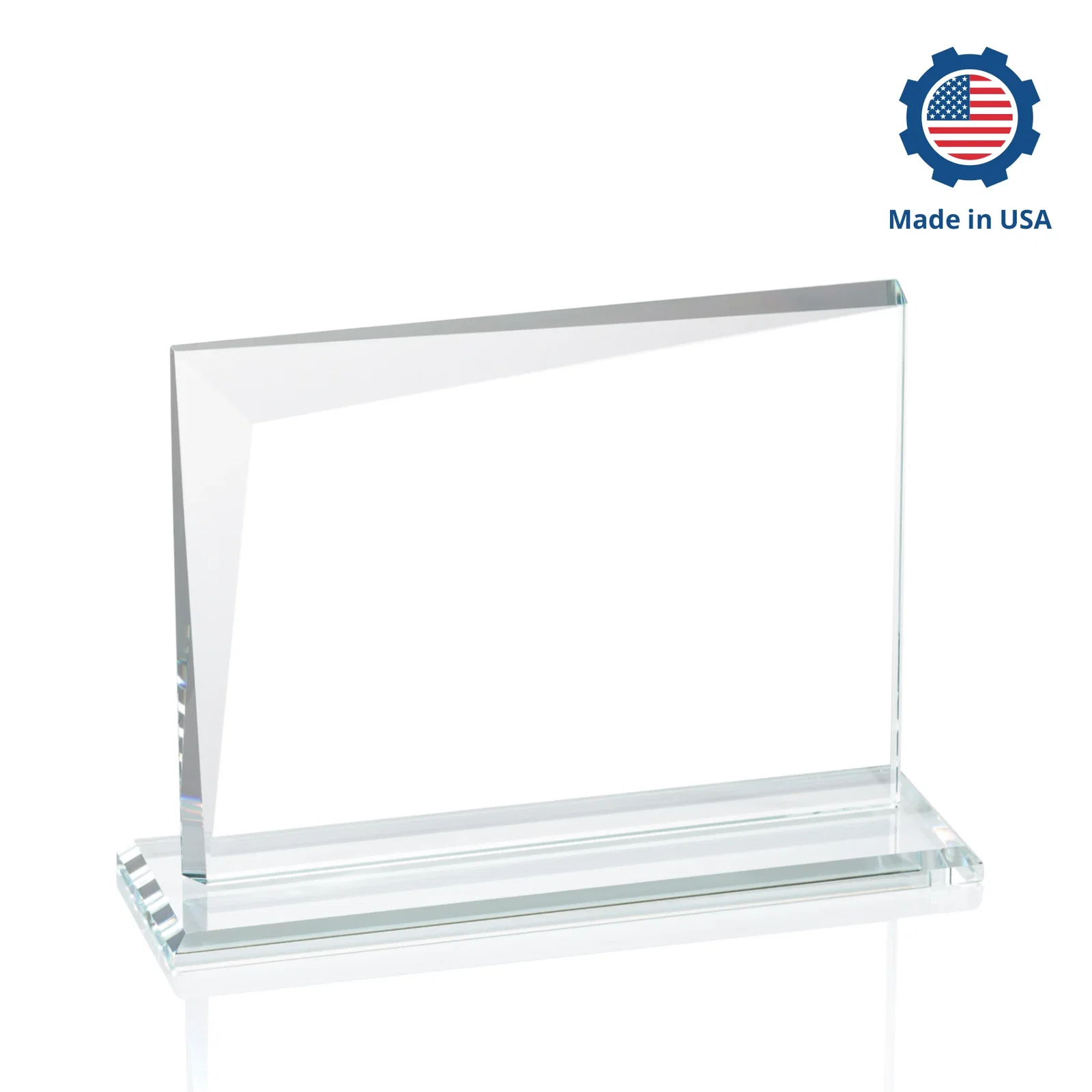 Custom Starfire Crystal Rectangle Award with One Beveled Corner, awards, with your logo for donor appreciation