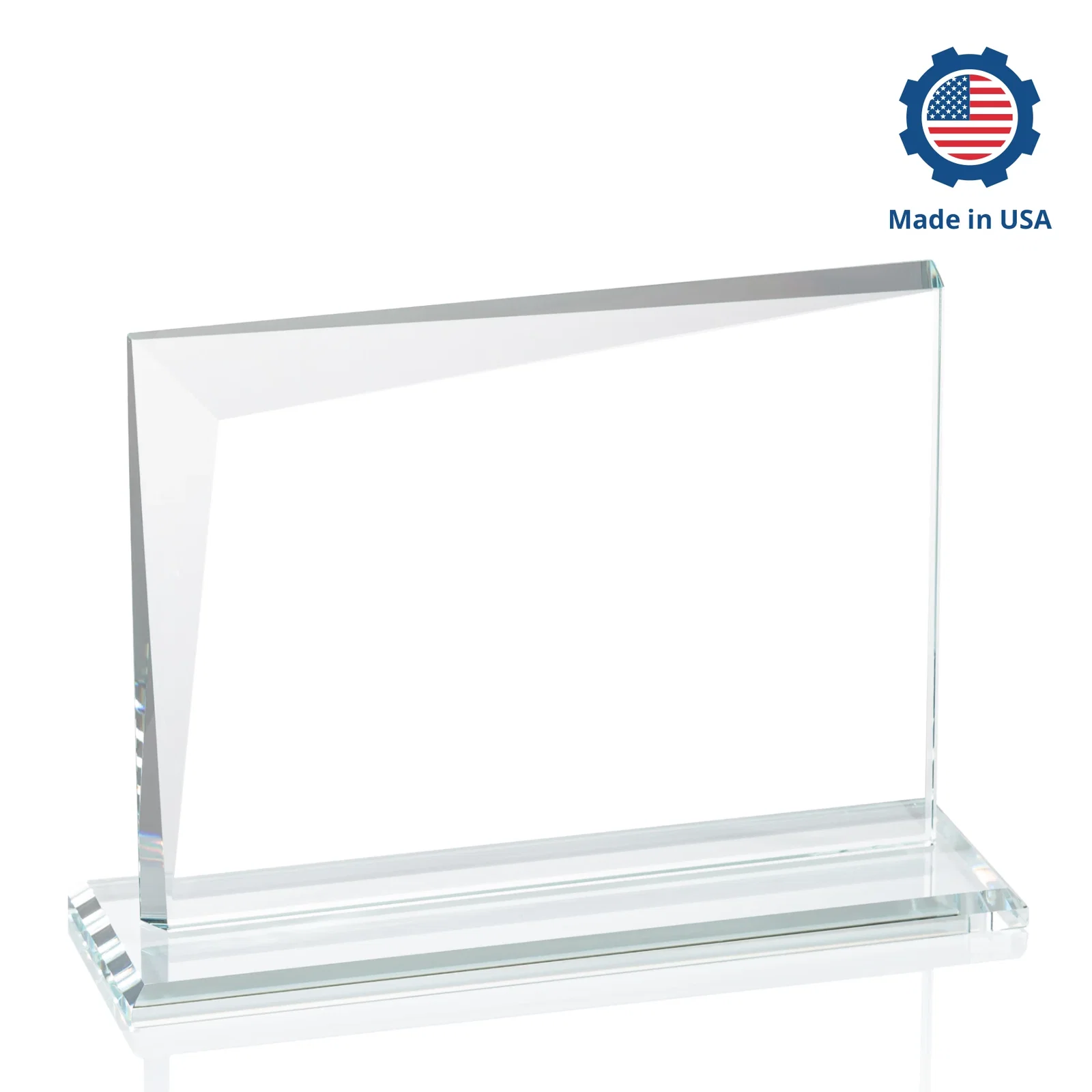 Custom Starfire Crystal Rectangle Award with One Beveled Corner, awards, with your logo for safety achievement programs