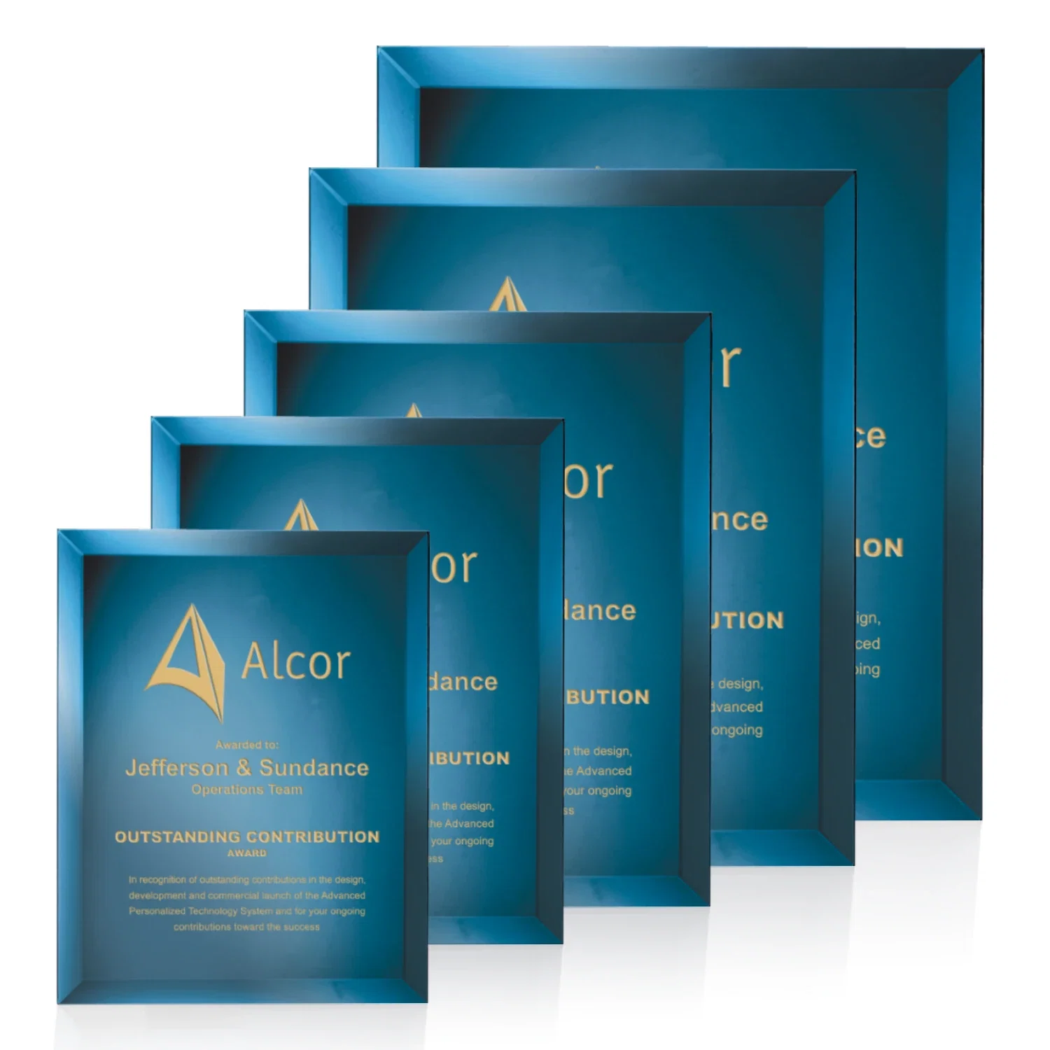 Custom Mirror wall plaque with deep-beveled edge, etched colorfill for graduation ceremonies