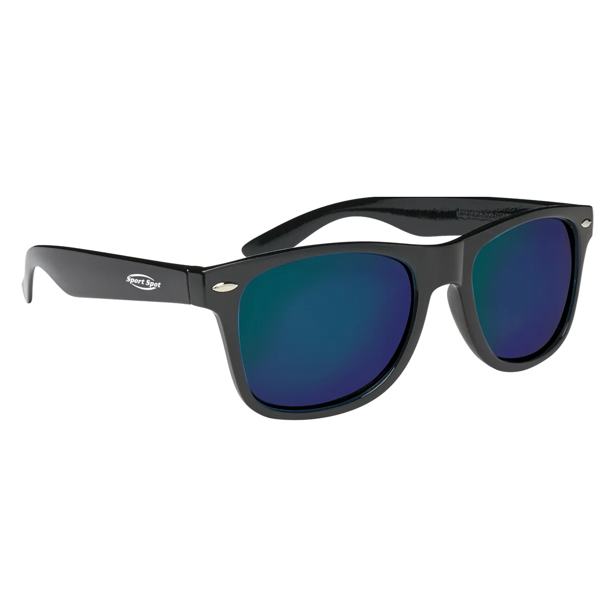 Blue mirrored lenses catching the light
