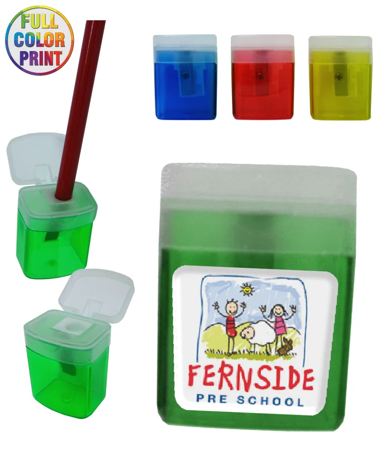 Modern Box-Style Pencil Sharpener with Lid — view 2