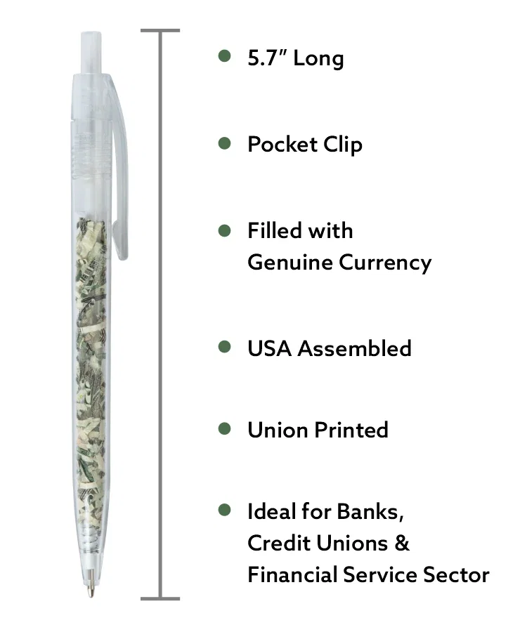 Money Filled Click Pen — view 2