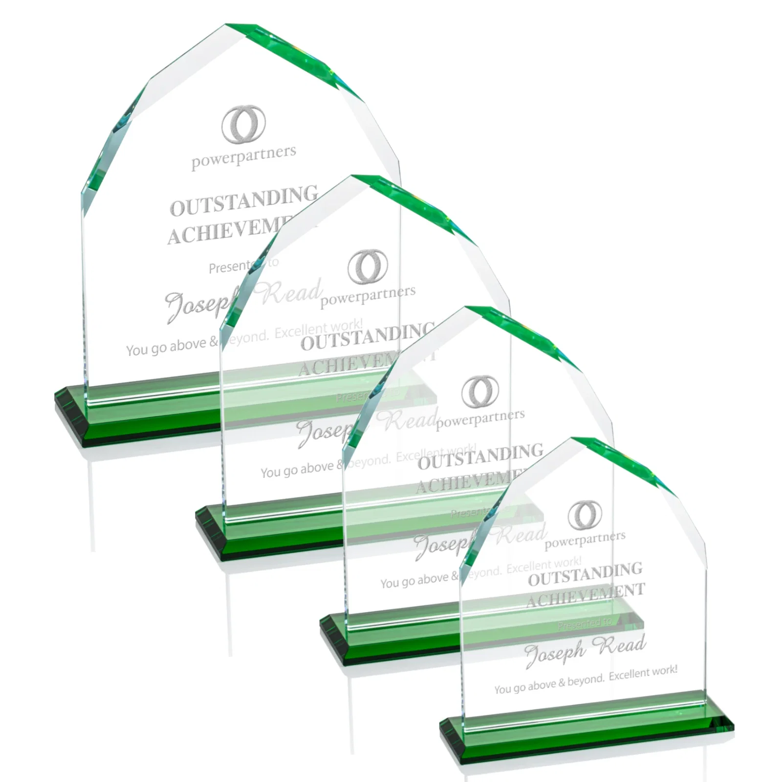 Custom Starfire Crystal Upright Award with Bevels on Front and Back, awards for dealer and partner awards
