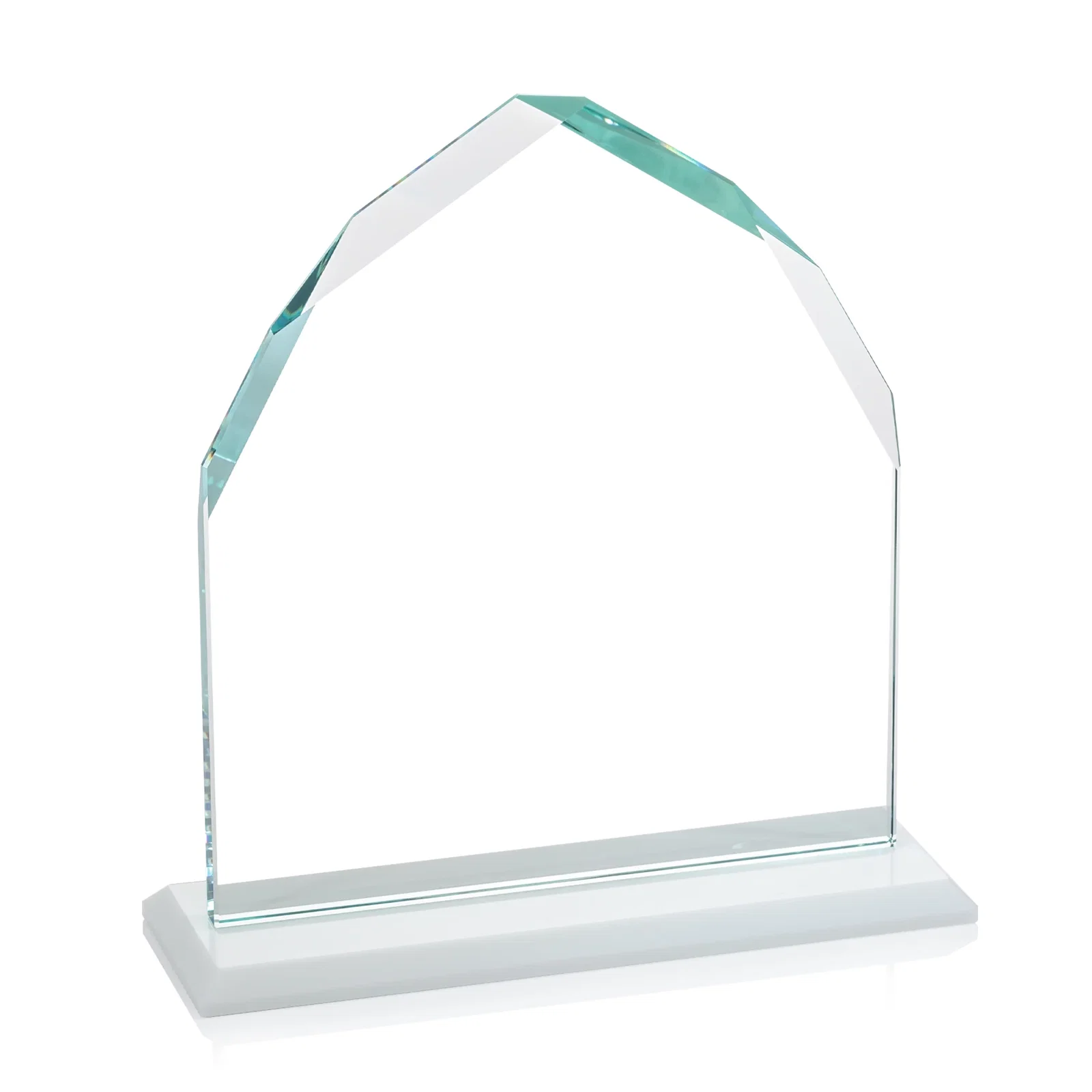 Branded Starfire Crystal Upright Award with Bevels on Front and Back, awards, with your logo for employee recognition