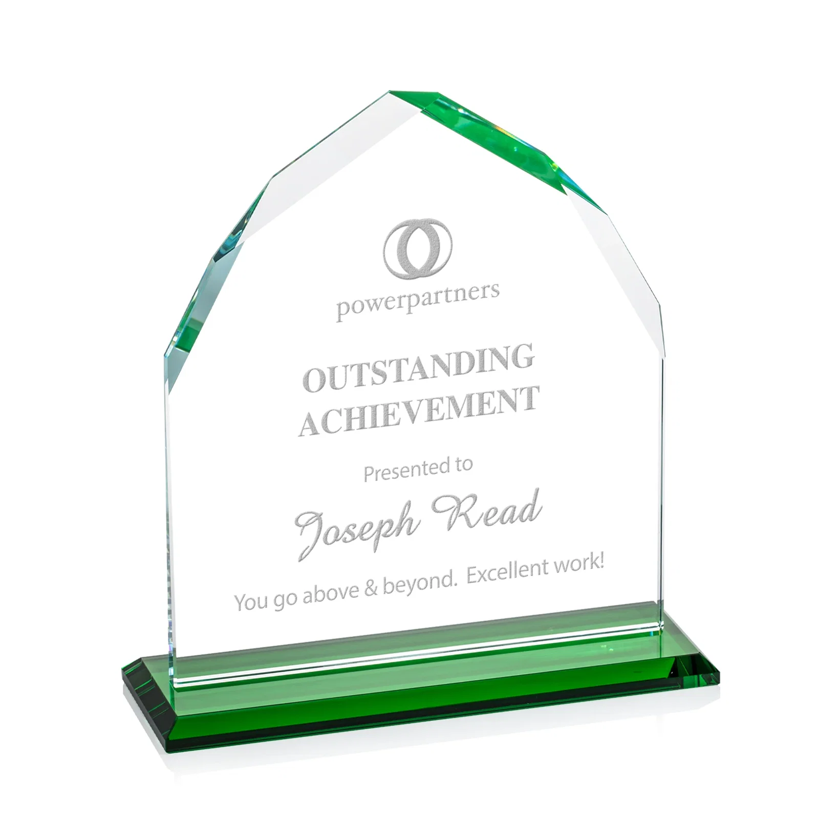 Personalized Starfire Crystal Upright Award with Bevels on Front and Back, awards for employee recognition