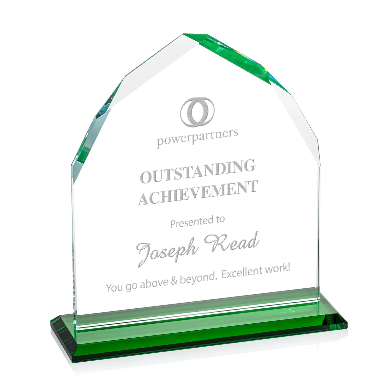 Personalized Starfire Crystal Upright Award with Bevels on Front and Back, awards for corporate award ceremonies