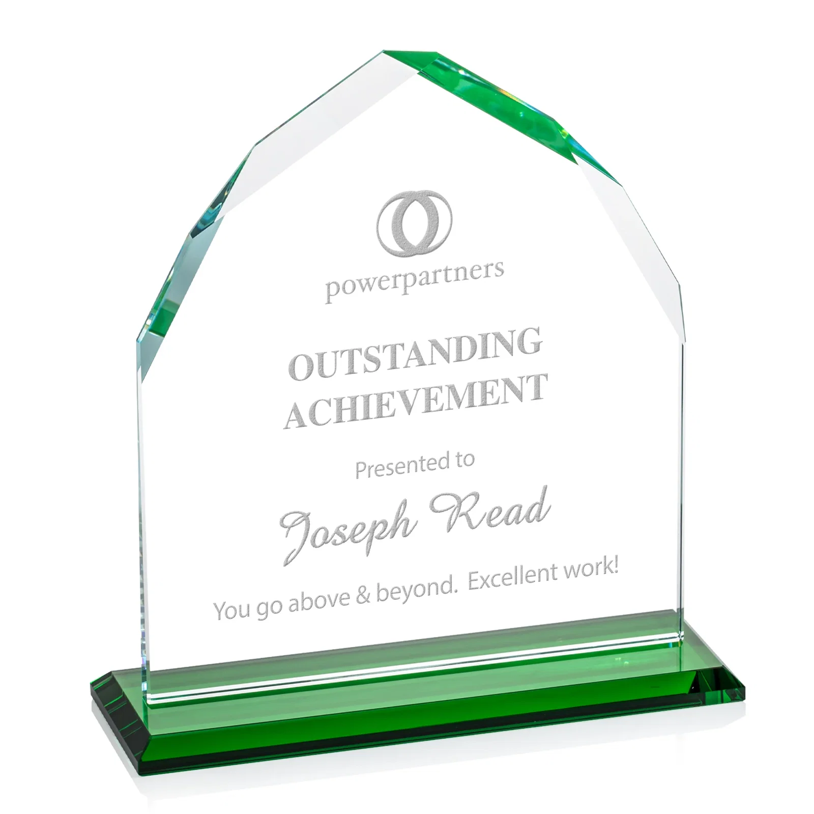 Personalized Starfire Crystal Upright Award with Bevels on Front and Back, awards for service anniversary gifts