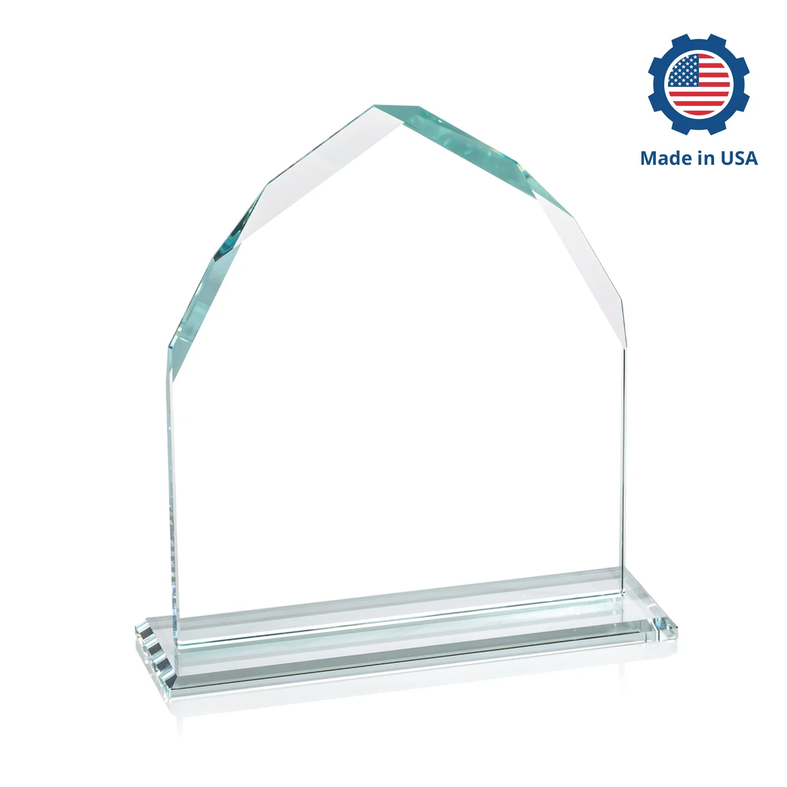 Branded Starfire Crystal Upright Award with Bevels on Front and Back, awards, with your logo for service anniversary gifts
