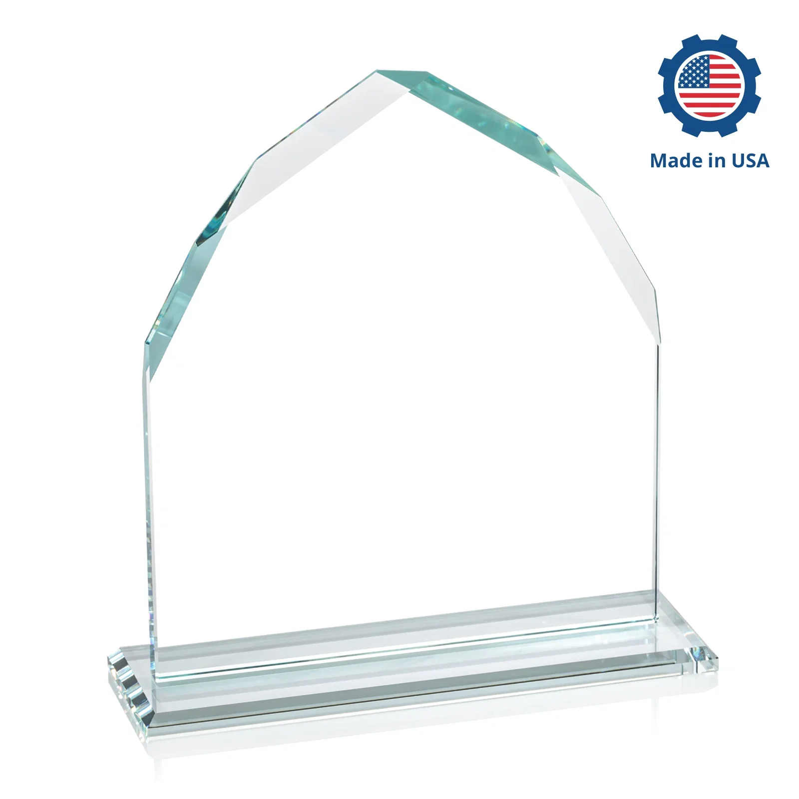 Branded Starfire Crystal Upright Award with Bevels on Front and Back, awards, with your logo for sales achievement awards