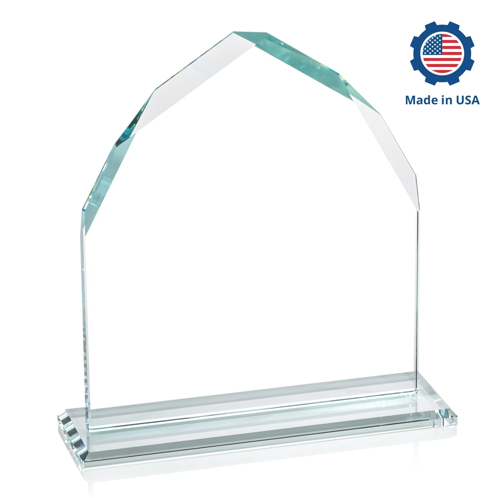 Branded Starfire Crystal Upright Award with Bevels on Front and Back, awards, with your logo for retirement presentations
