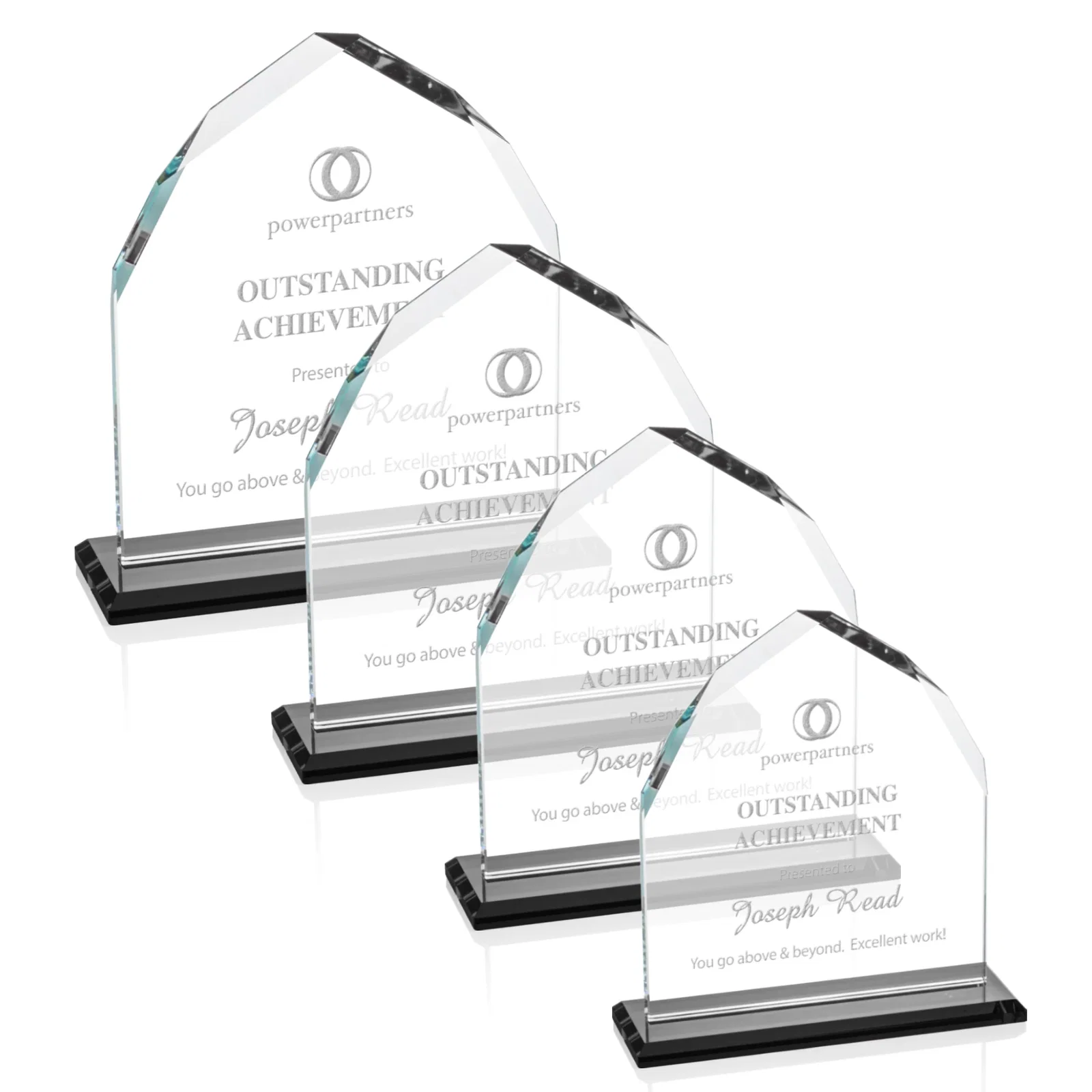 Personalized Starfire Crystal Upright Award with Bevels on Front and Back, awards for sales achievement awards