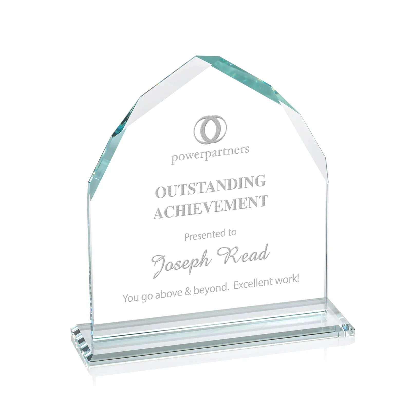 Custom Starfire Crystal Upright Award with Bevels on Front and Back, awards for corporate award ceremonies