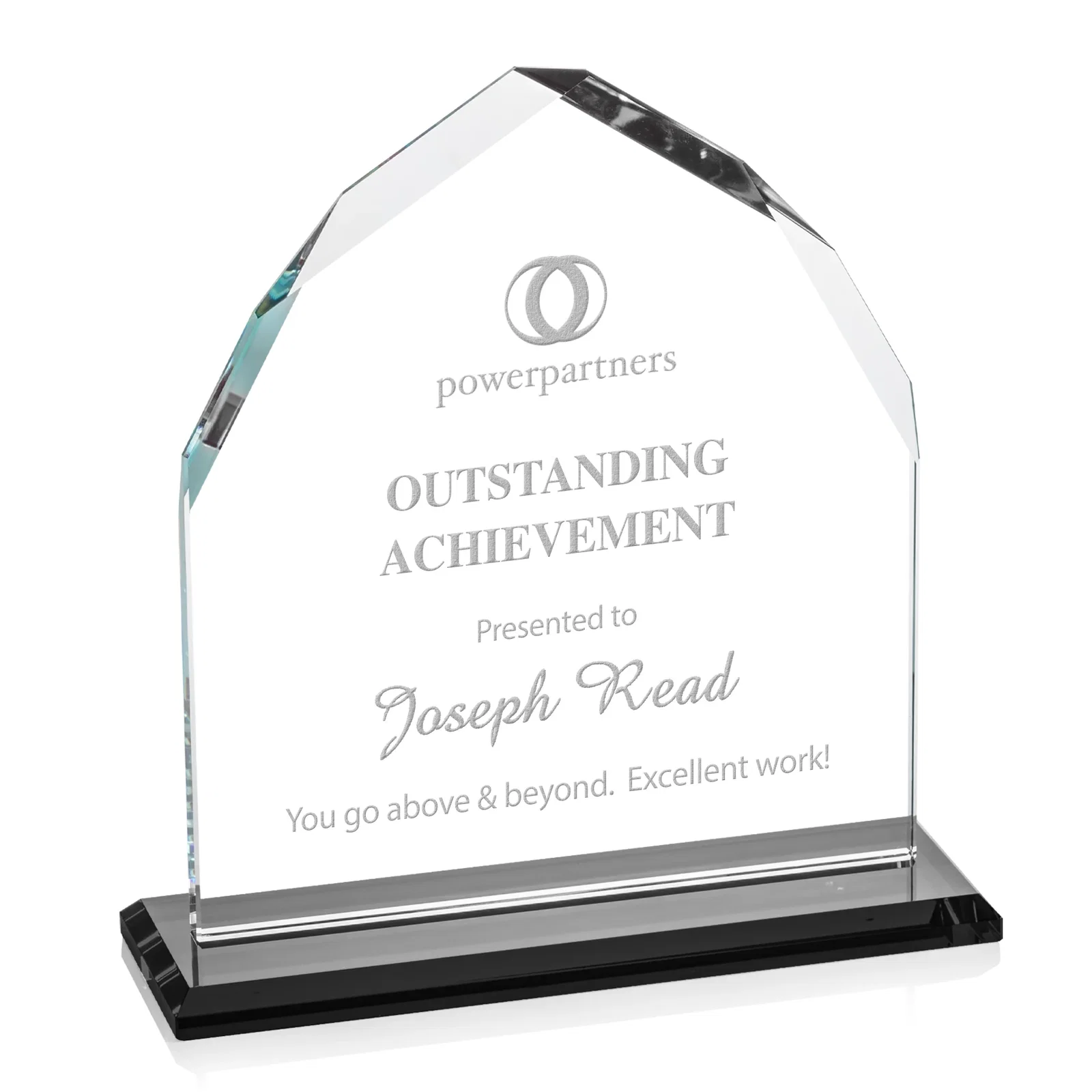 Personalized Starfire Crystal Upright Award with Bevels on Front and Back, awards for graduation ceremonies