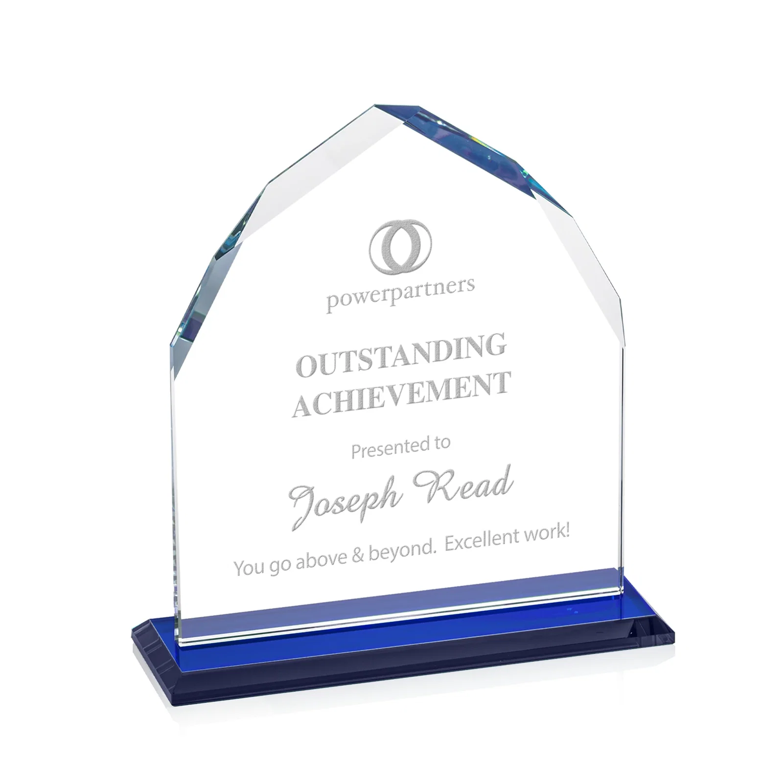 Personalized Starfire Crystal Upright Award with Bevels on Front and Back, awards for volunteer appreciation