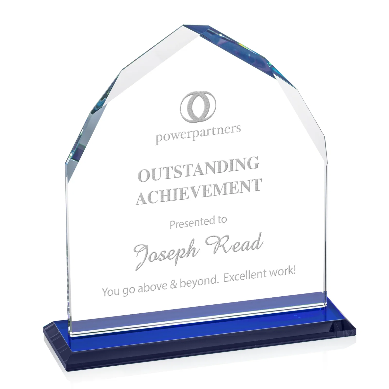Promotional Starfire Crystal Upright Award with Bevels on Front and Back, awards for employee recognition