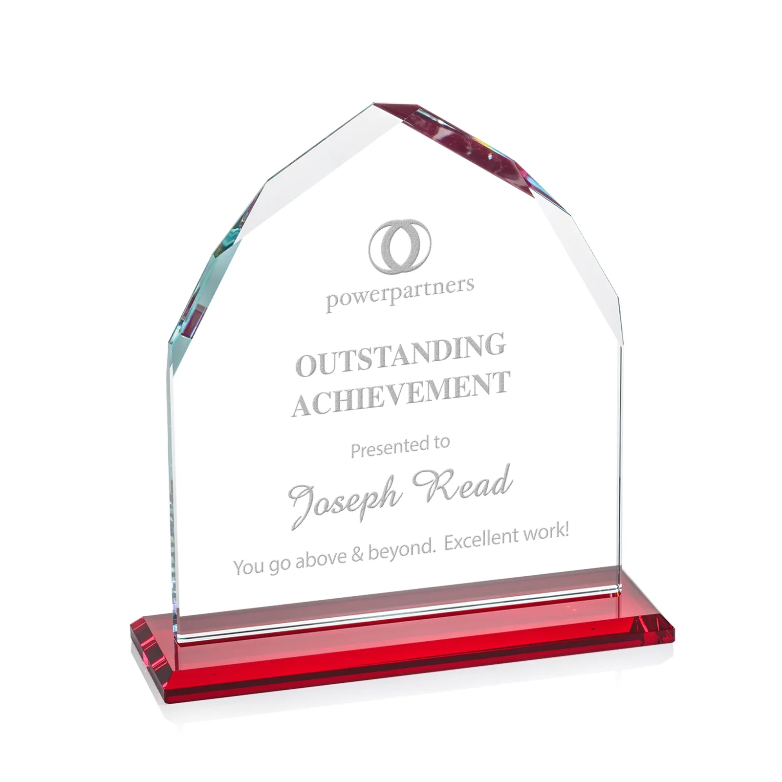 Promotional Starfire Crystal Upright Award with Bevels on Front and Back, awards for service anniversary gifts