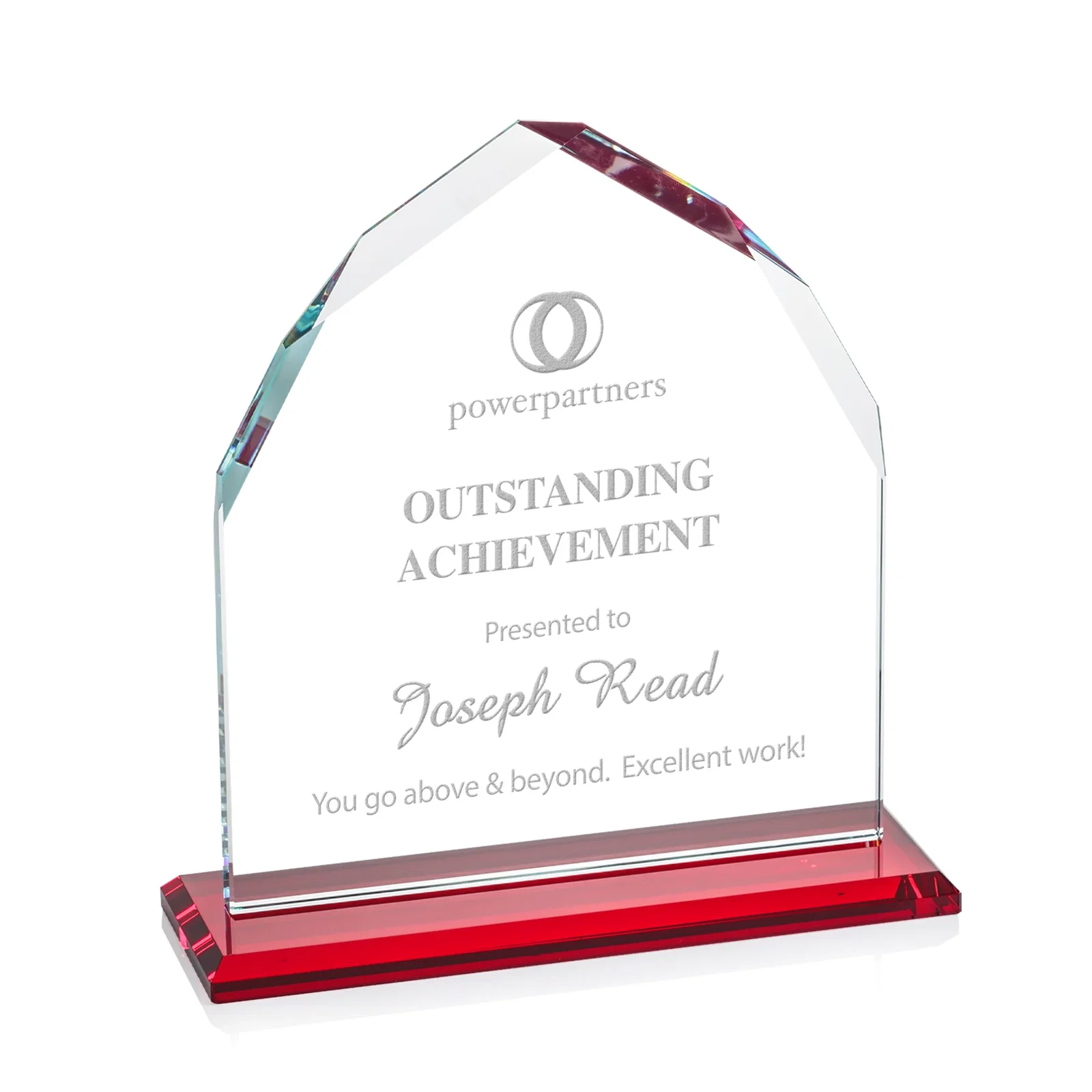 Promotional Starfire Crystal Upright Award with Bevels on Front and Back, awards for sales achievement awards