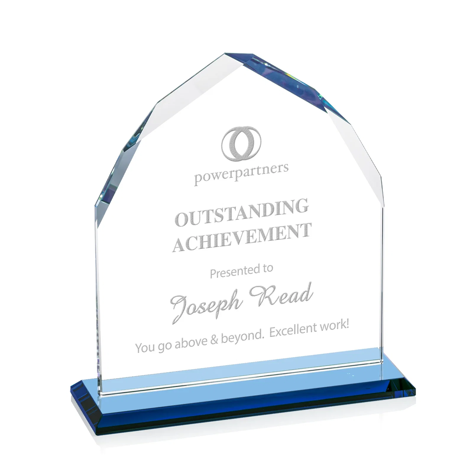 Promotional Starfire Crystal Upright Award with Bevels on Front and Back, awards for safety achievement programs