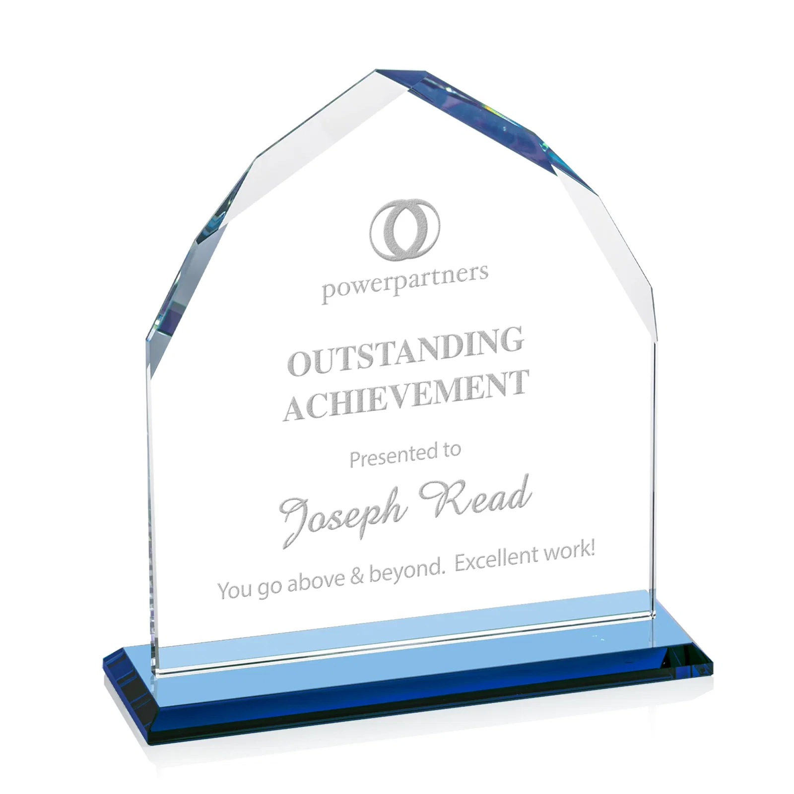 Promotional Starfire Crystal Upright Award with Bevels on Front and Back, awards for volunteer appreciation
