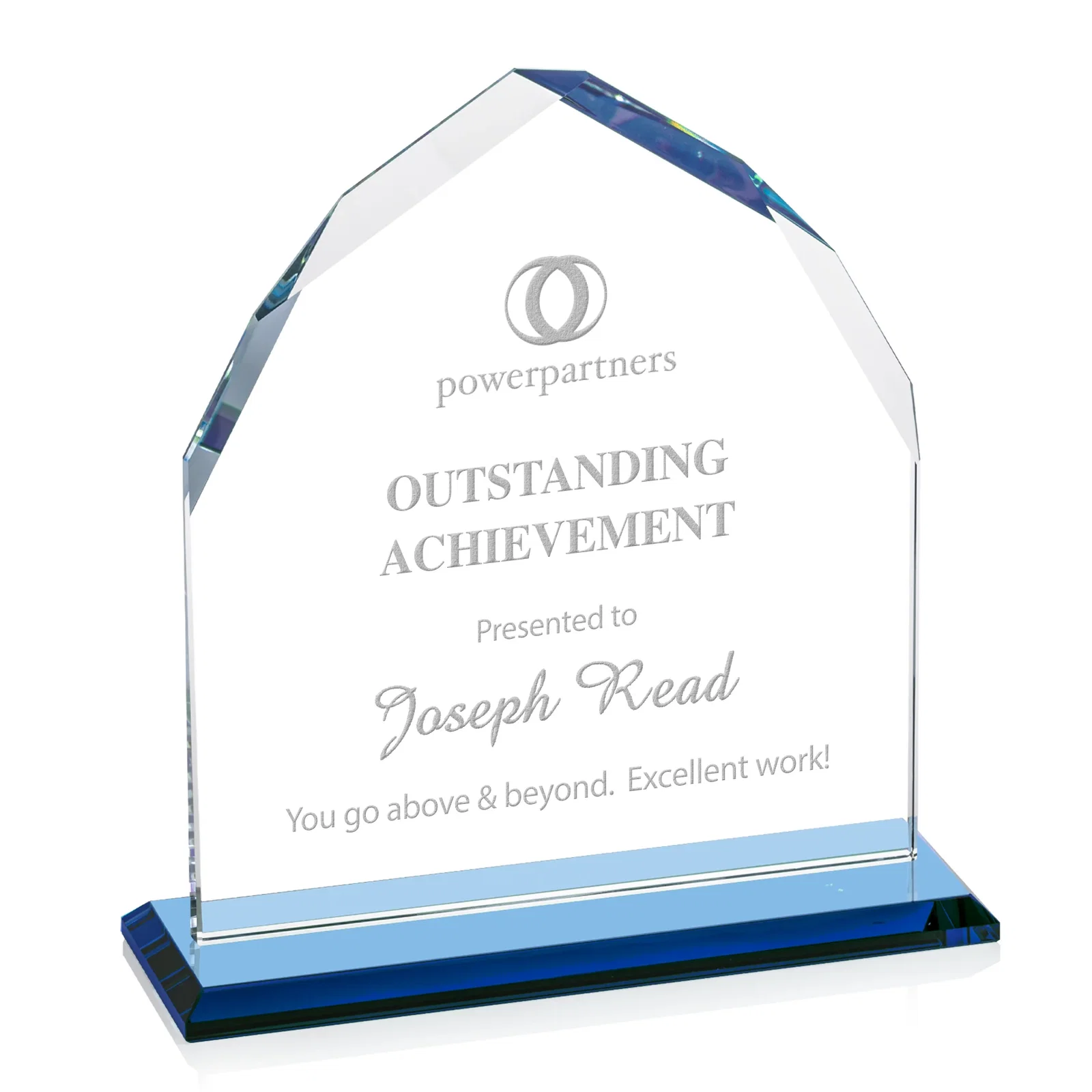 Promotional Starfire Crystal Upright Award with Bevels on Front and Back, awards for dealer and partner awards